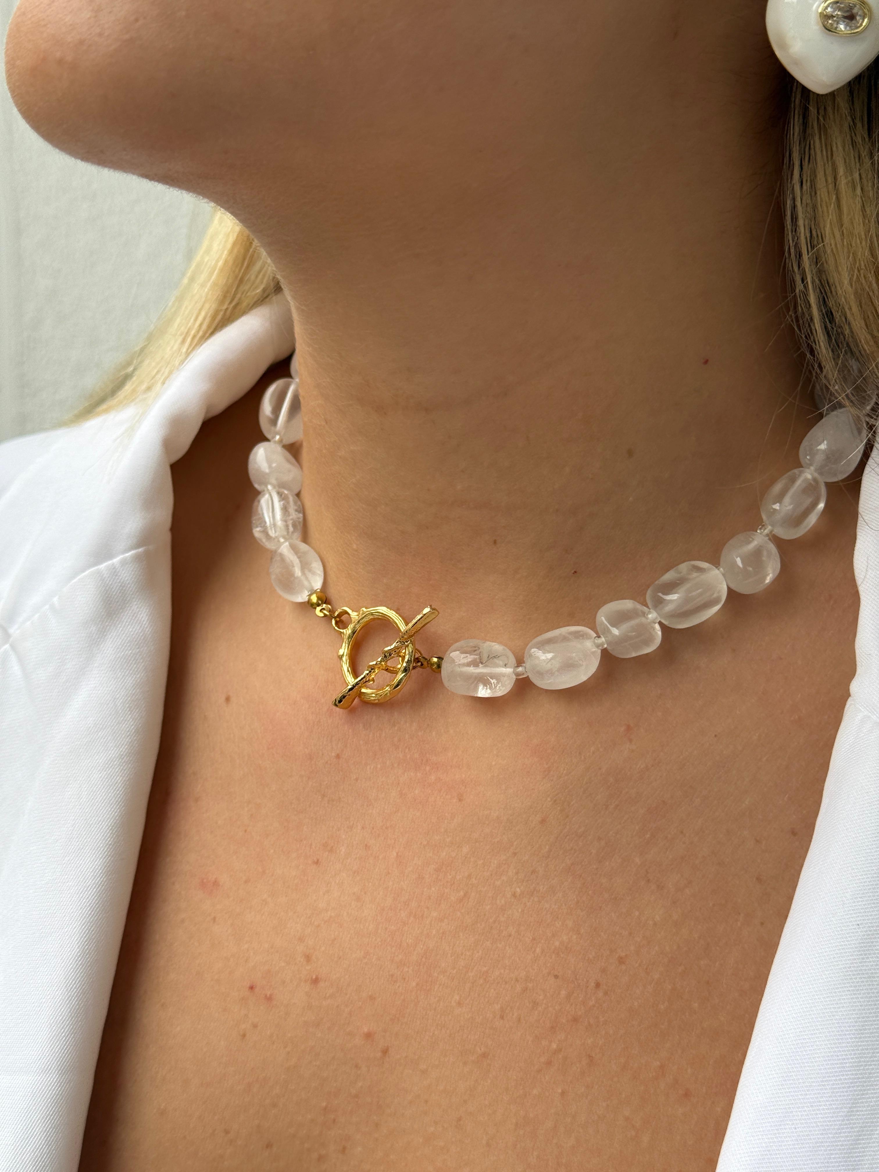 Arche Collection Kristal Kuvars Taşlı (SERIS) Kadın Kolye