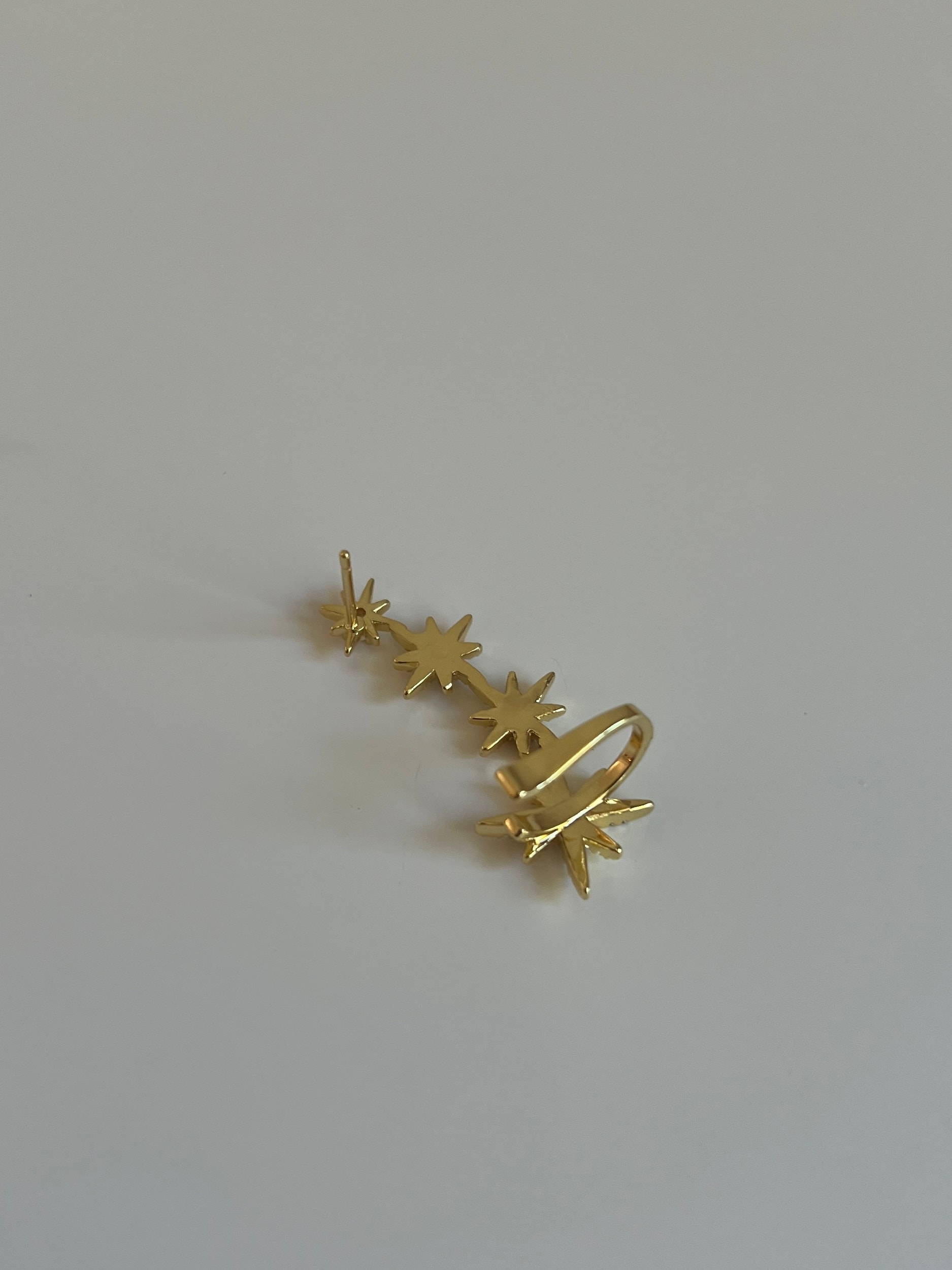 Gold Rengiz Zirkon Taşlı Sıralı Kutup Yıldızı Model Kadın Kıkırdak Küpe