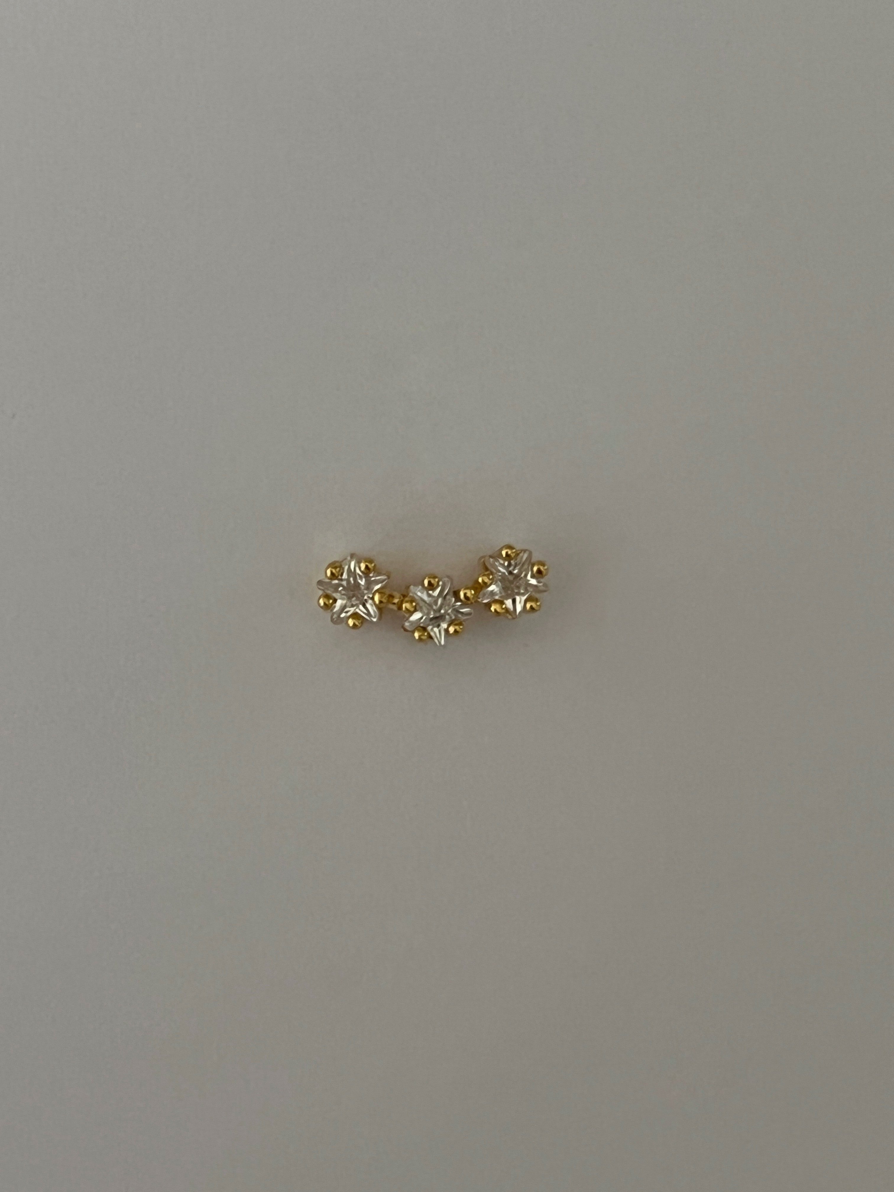 Gold Rengi Üç Yıldız Zirkon Taşlı Kadın Piercing