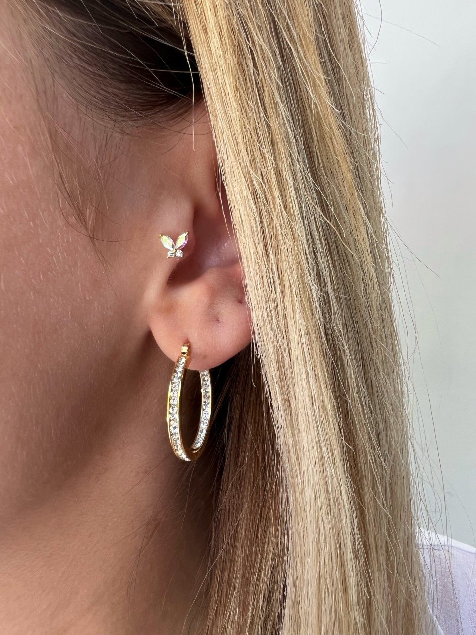 Zirkon Taşlı Gold Renk Piercing