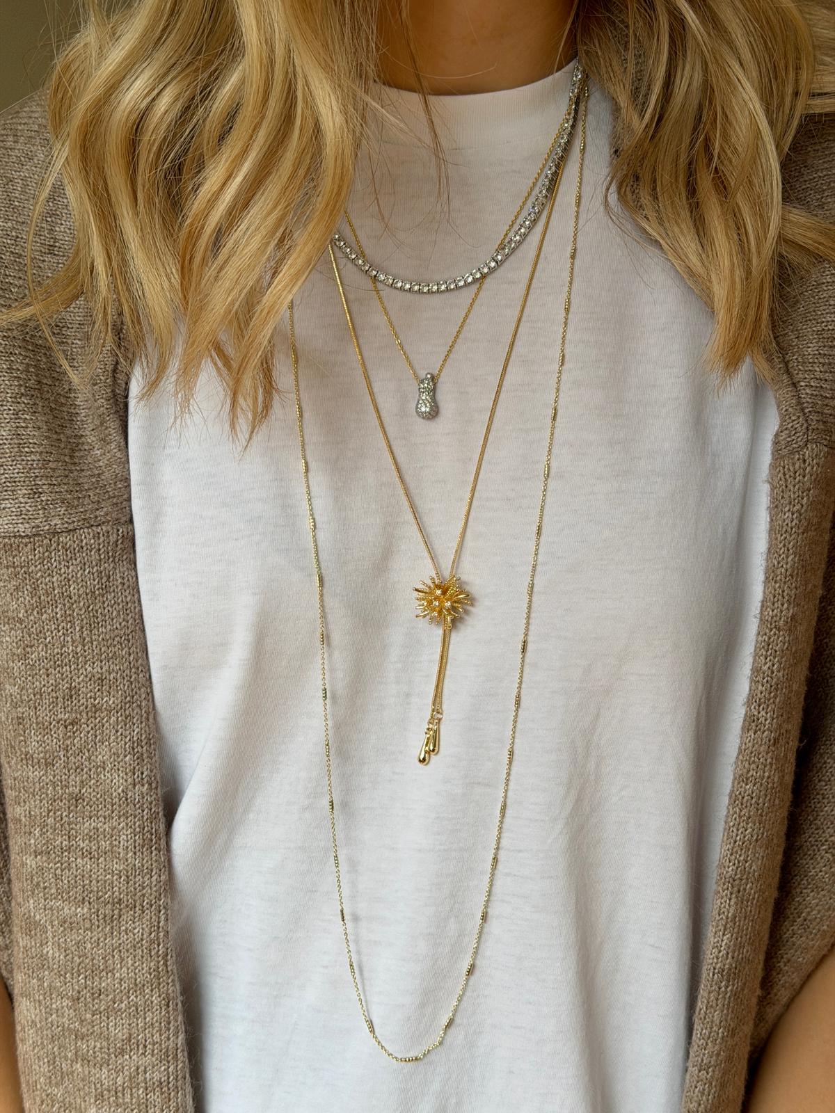 Gold Rengi Taş Detaylı Kadın Kolye