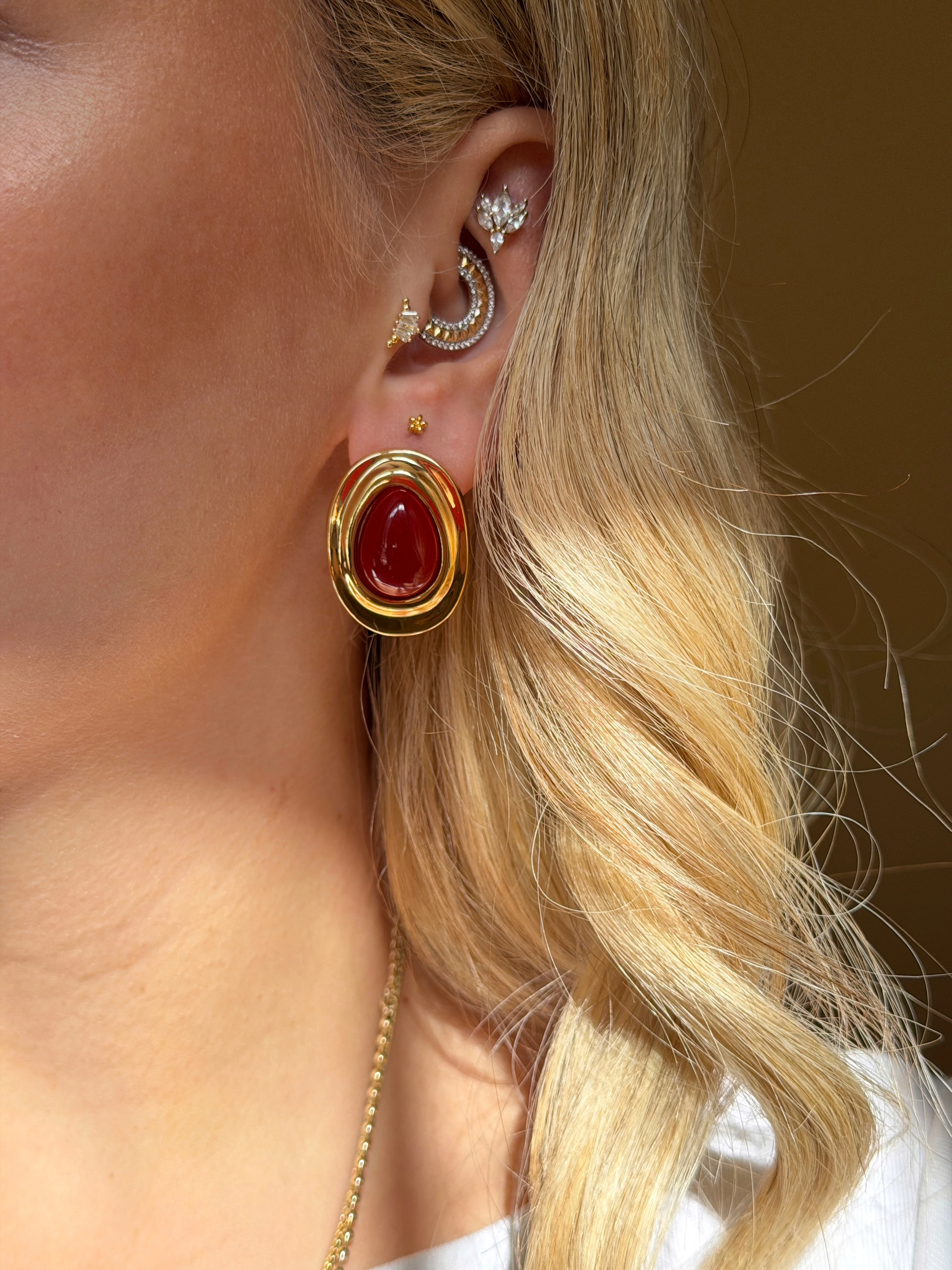 Gold Rengi Elips Model Kadın Küpe