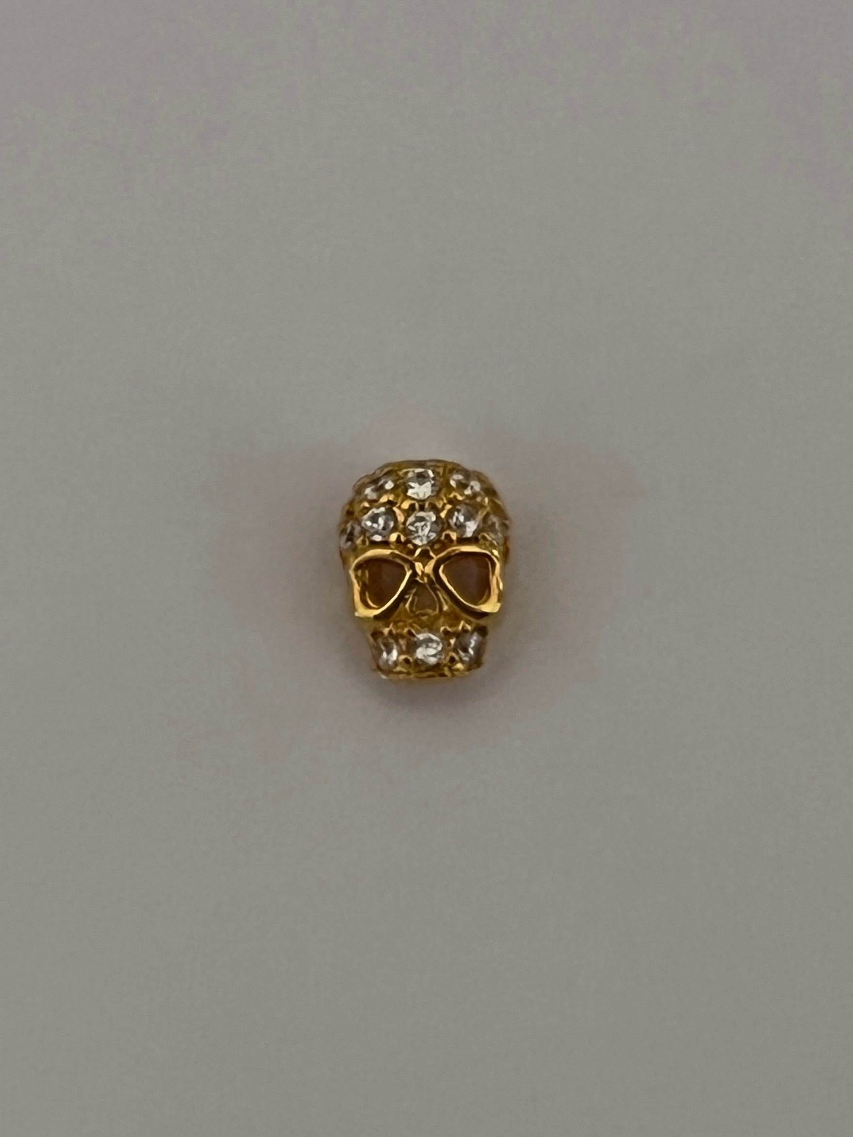 Zirkon Taşlı Gold Rengi Kuru Kafa Piercing