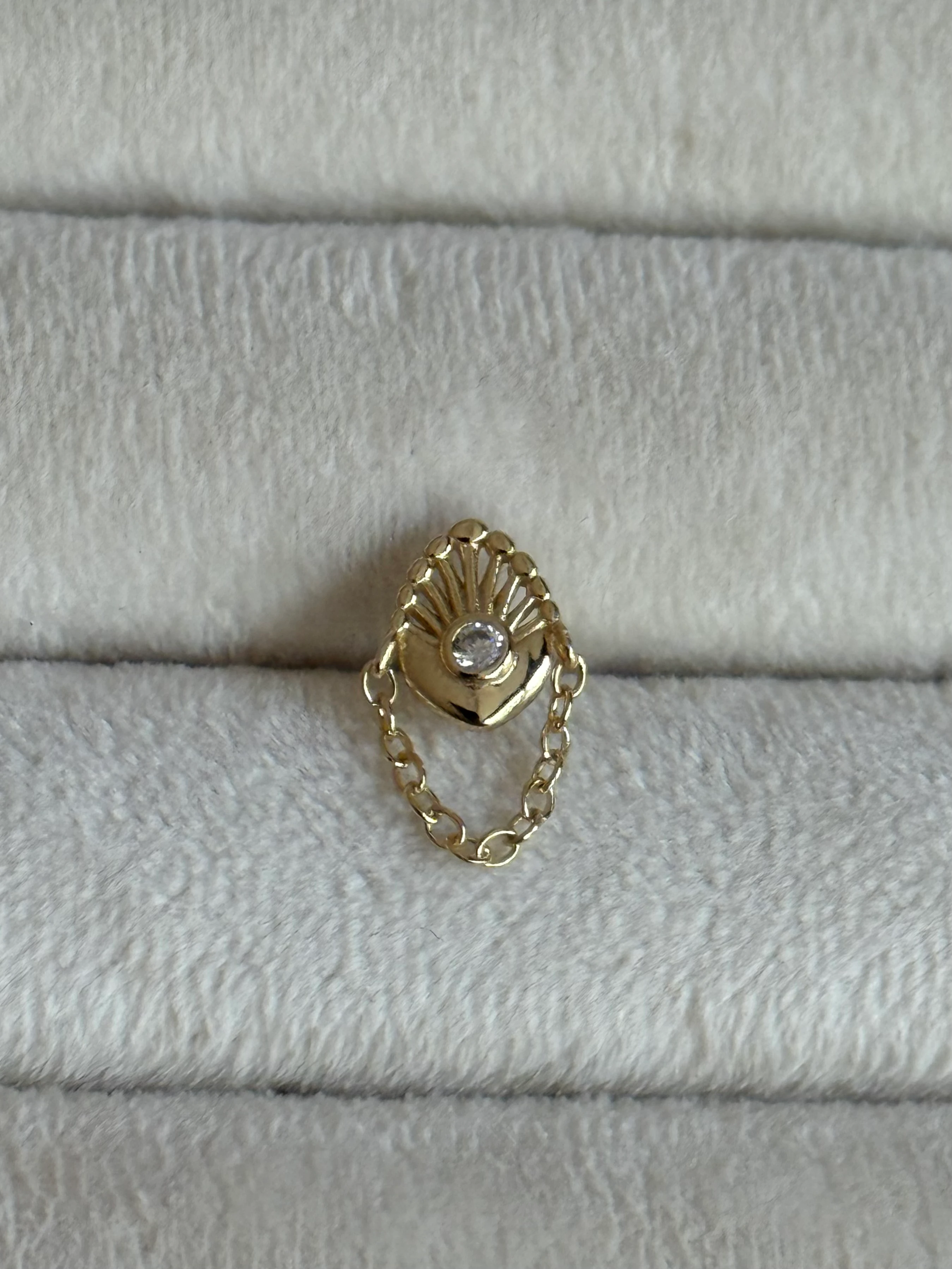 Gold Rengi Zincir Detaylı 925 Ayar Gümüş Piercing