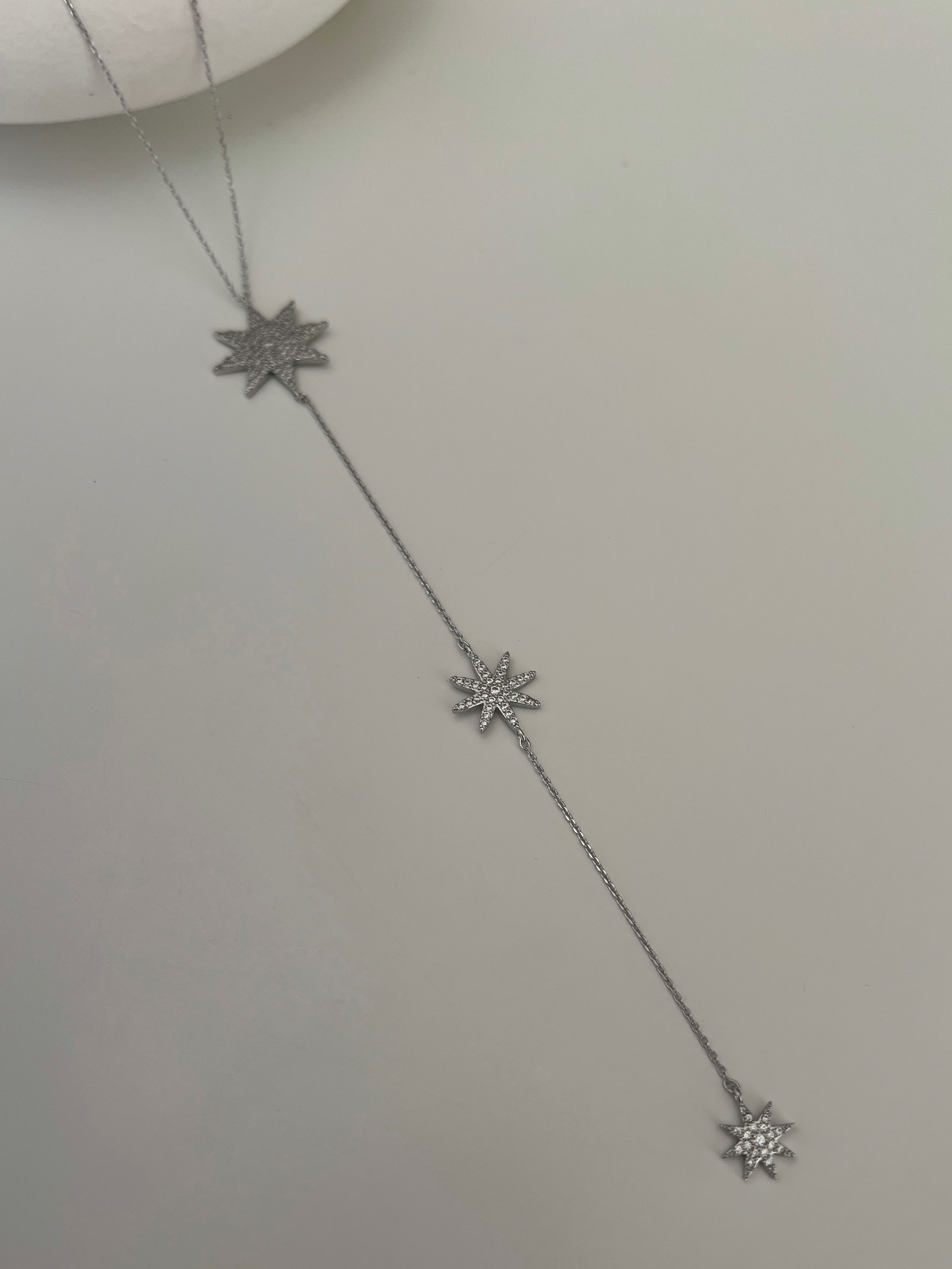 Zirkon Taşlı Kutup Yıldızı Sallantılı Y Kadın Kolye