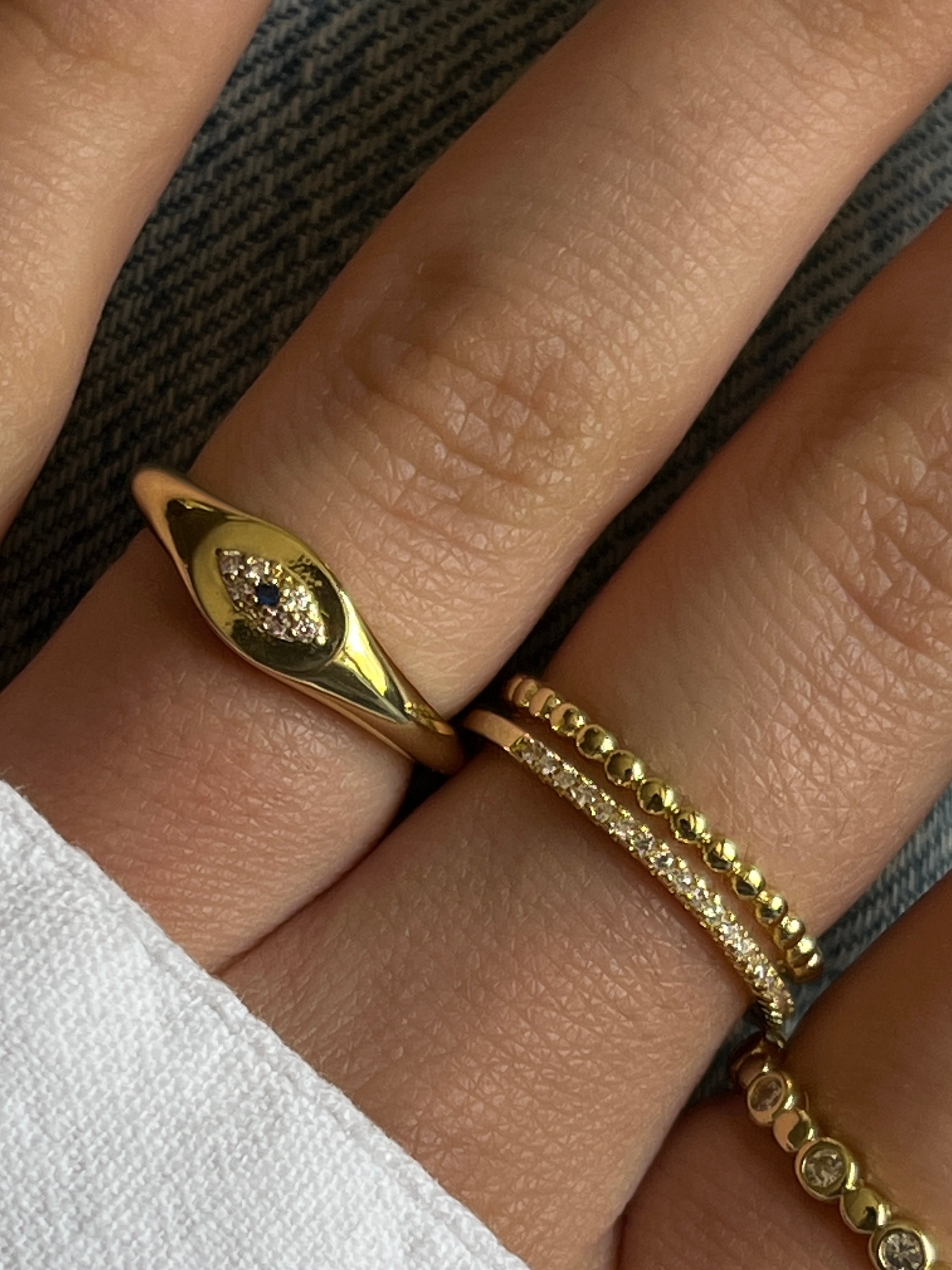 Gold Rengi Zirkon Taşlı Göz Model Kadın Yüzük