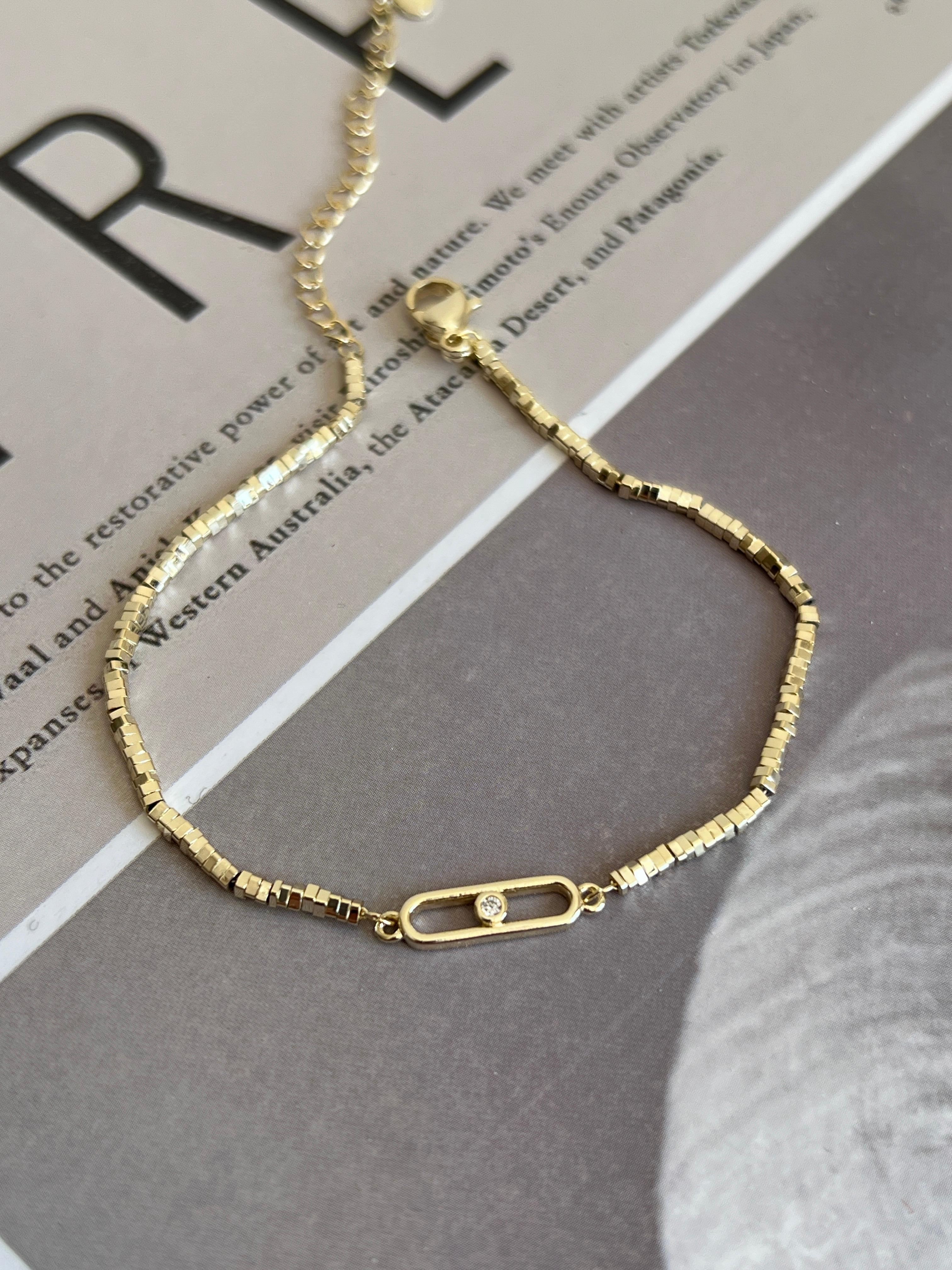 Gold Rengi Küp Küp Messi Model Kadın Bileklik