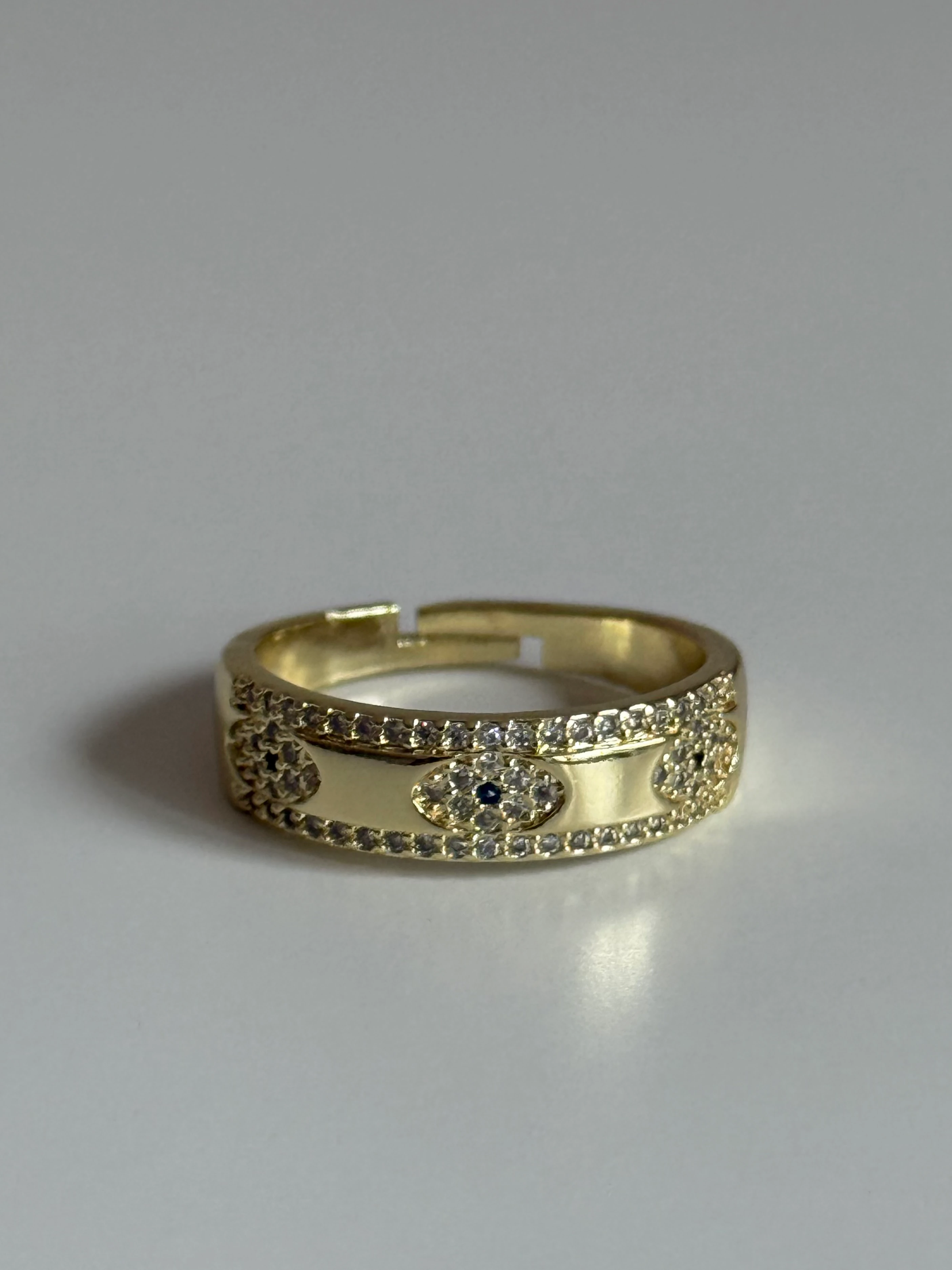 Gold Rengi Göz Detaylı Zirkon Taşlı Kadın Yüzük