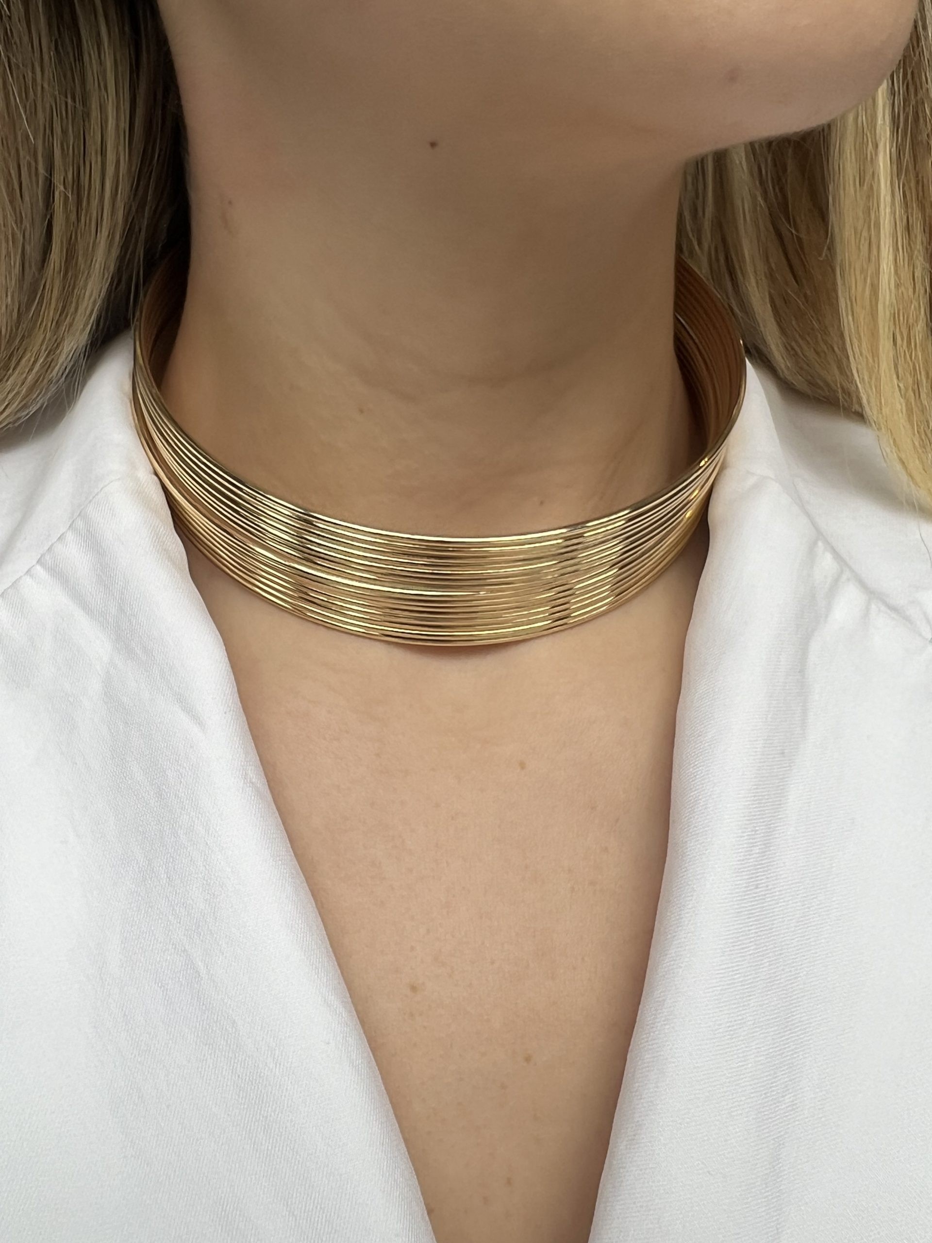 Gold Rengi Çelik Choker Kolye