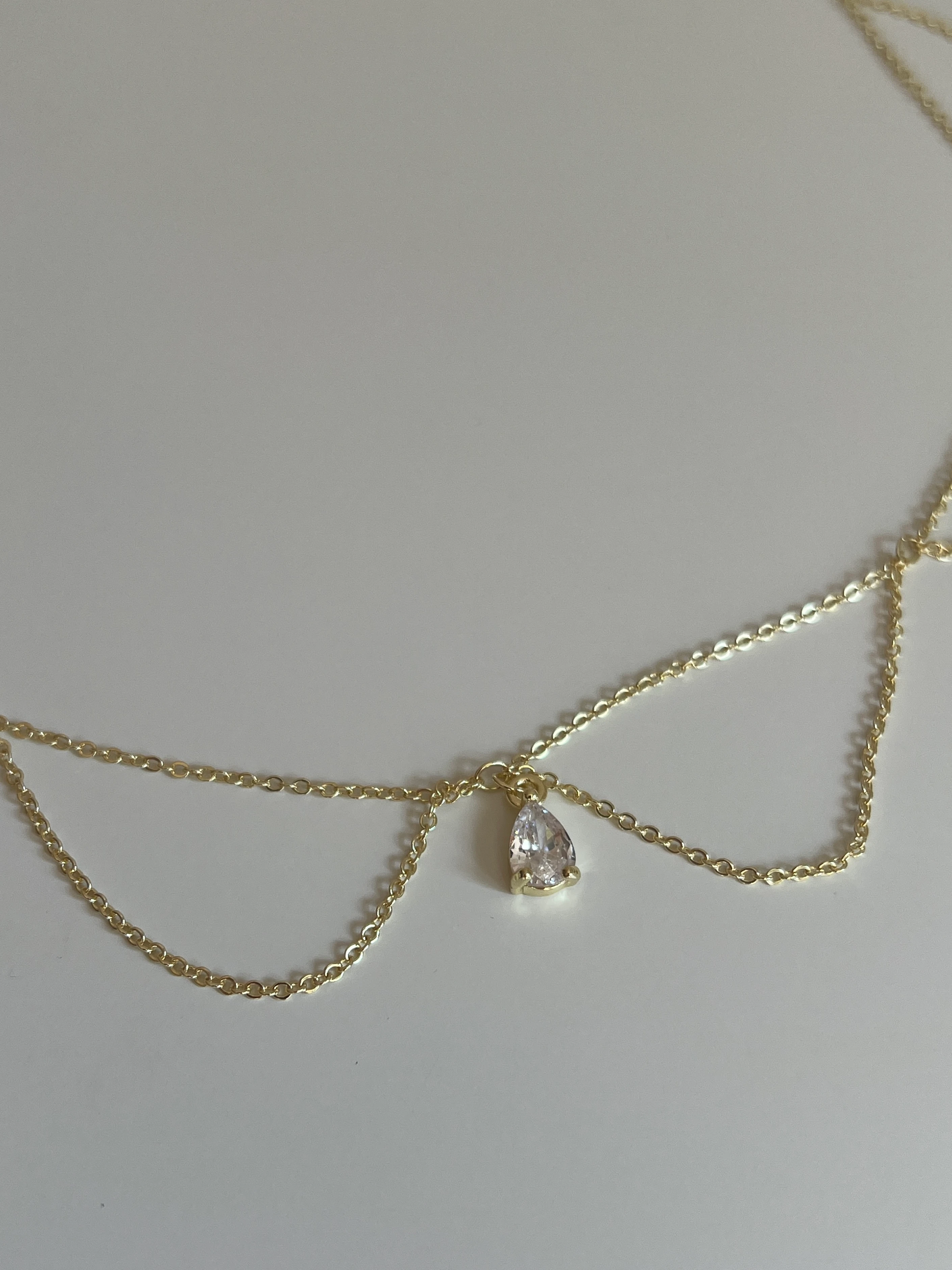 Gold Rengi Damla Taş Detaylı Kadın Kolye