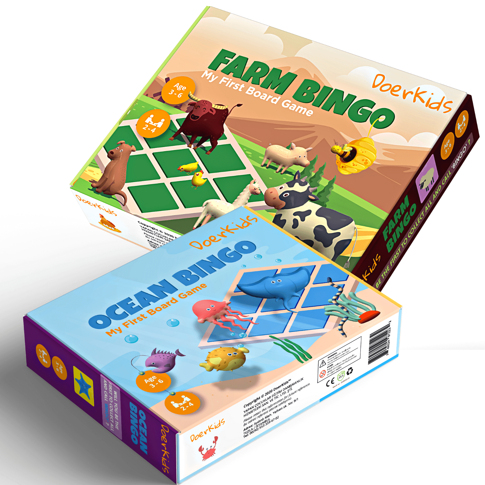 Bingo İkili Set | Çiftlik ve Okyanus Bingo | Eğitici Kutu Oyunları