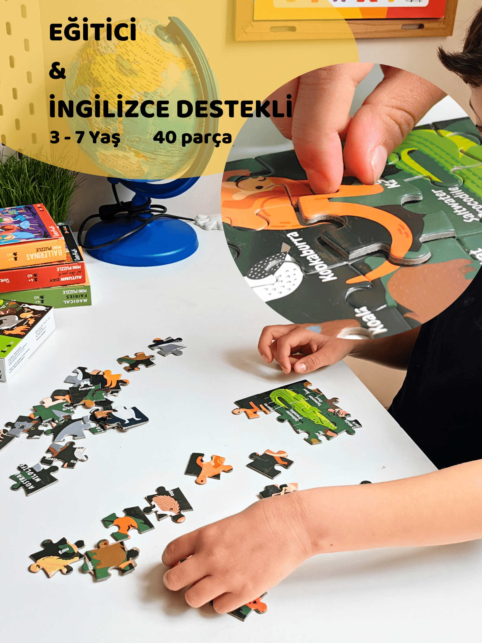 DoerKids Avustralya Vahşi Yaşam Eğitici Mini Puzzle | 3-7 Yaş - 40 Parça