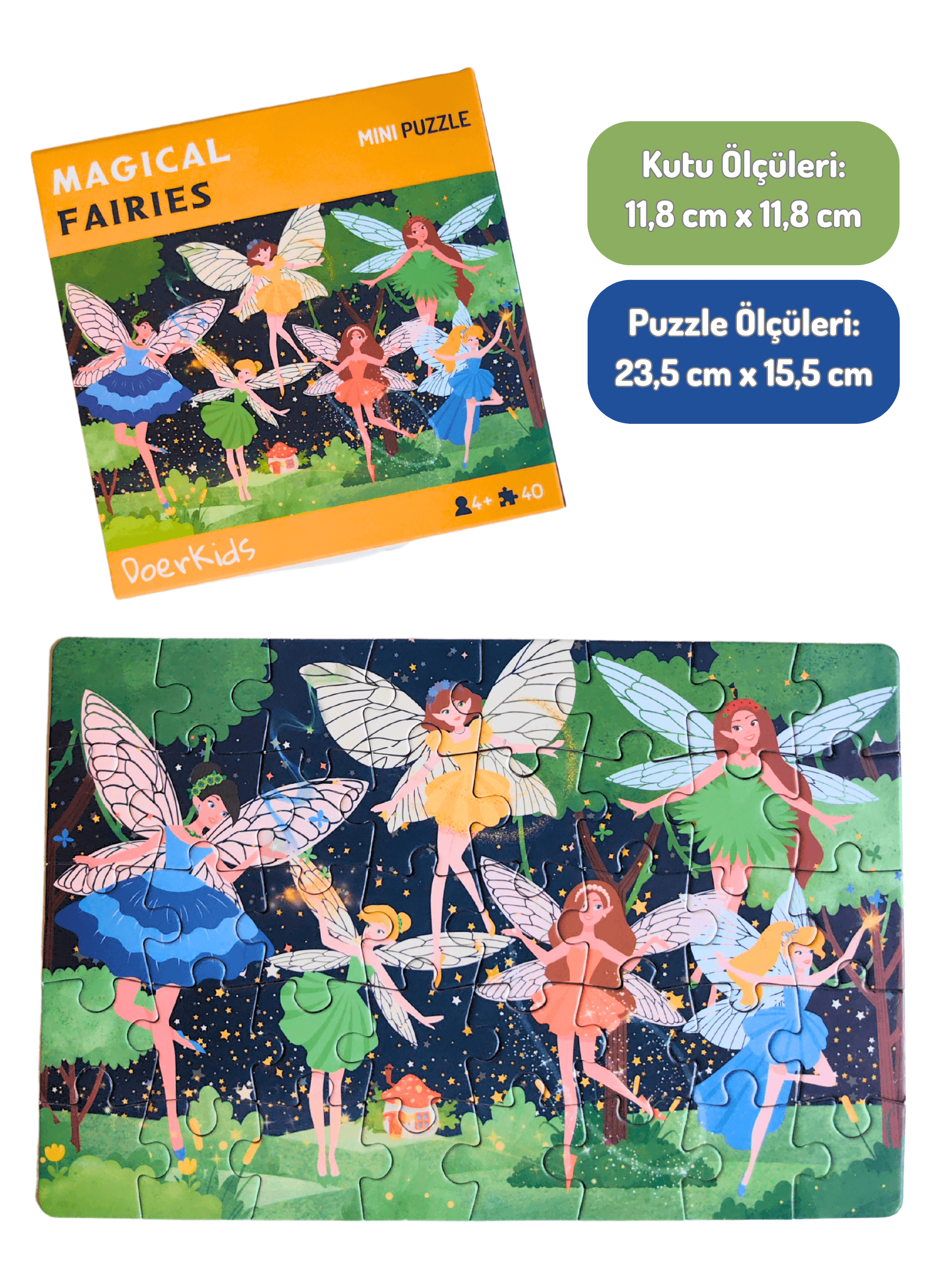 DoerKids Büyülü Periler Fantastik Mini Puzzle| 3-7 Yaş - 40 Parça