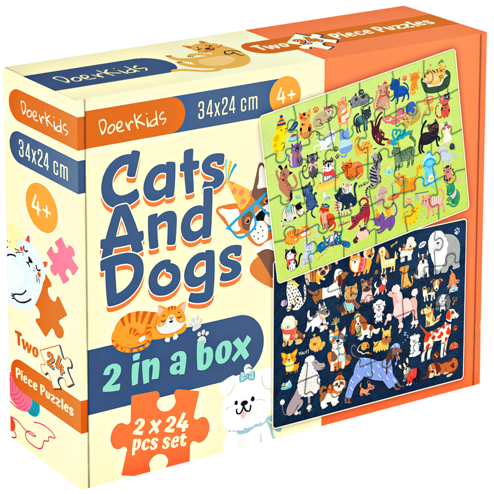 Kediler ve Köpekler Puzzle | 2 Puzzle Bir Arada 48 Parça | Cats and Dogs Puzzle 2 in a box