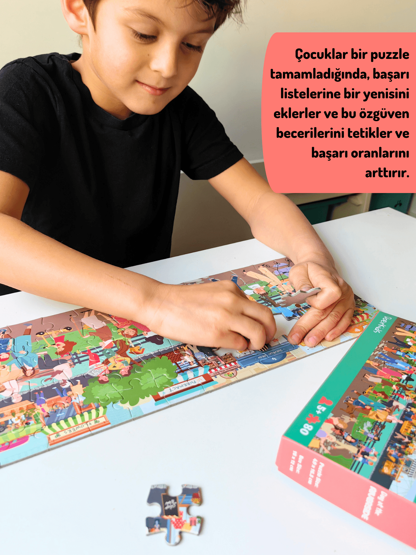 DoerKids Nehir Kenarında Bir Gün Midi Puzzle | 80 Parça 5+ Yaş