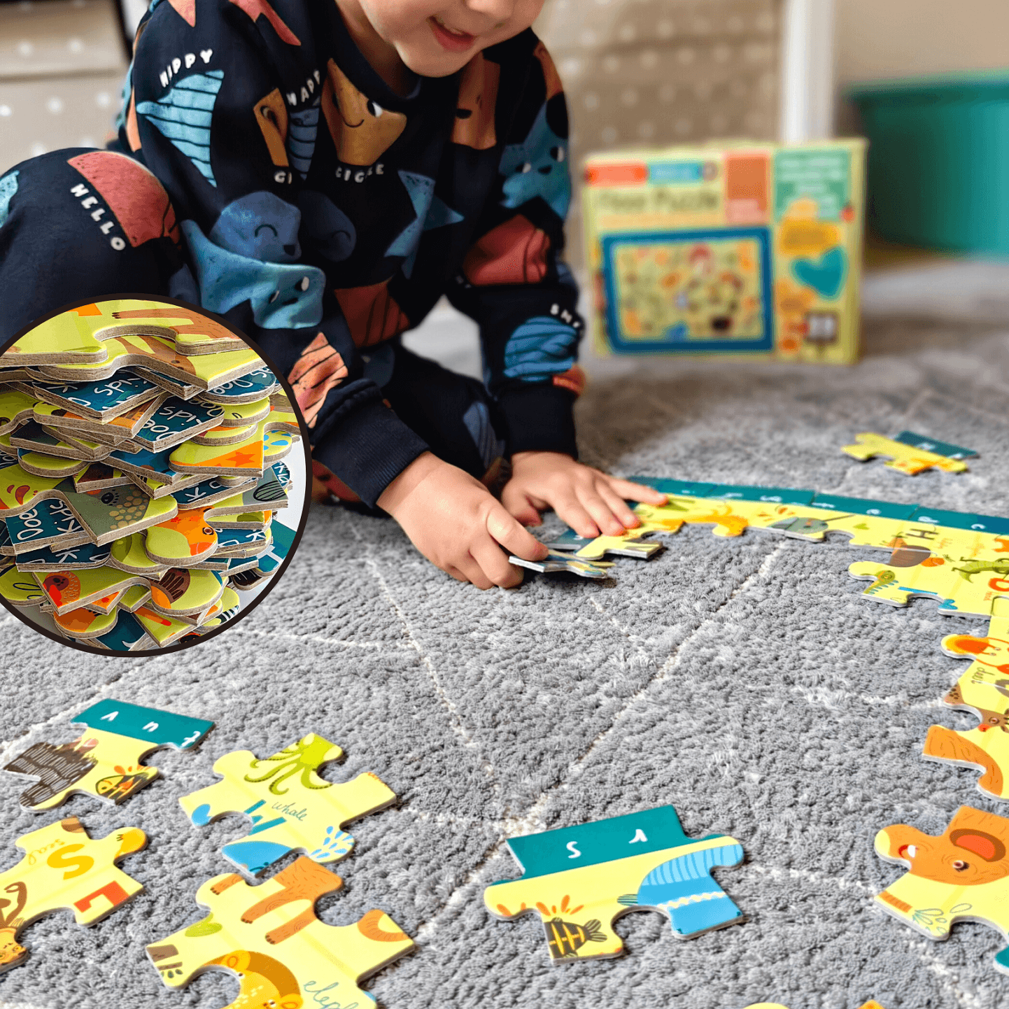 Hayvanlar İngilizce Alfabe Ara Bul Yer Puzzle | Eğitici Puzzle 35 Parça