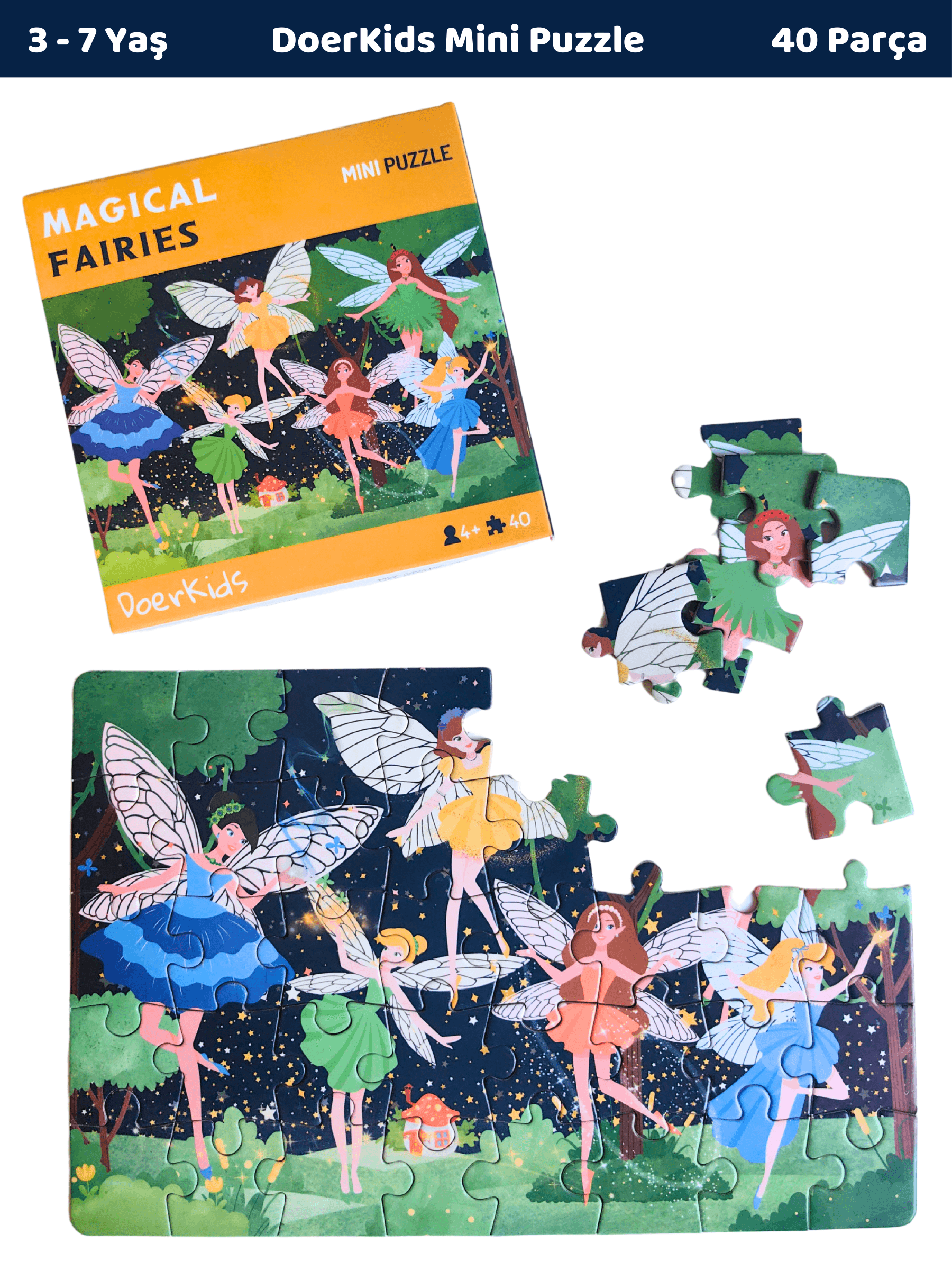 DoerKids Büyülü Periler Fantastik Mini Puzzle| 3-7 Yaş - 40 Parça