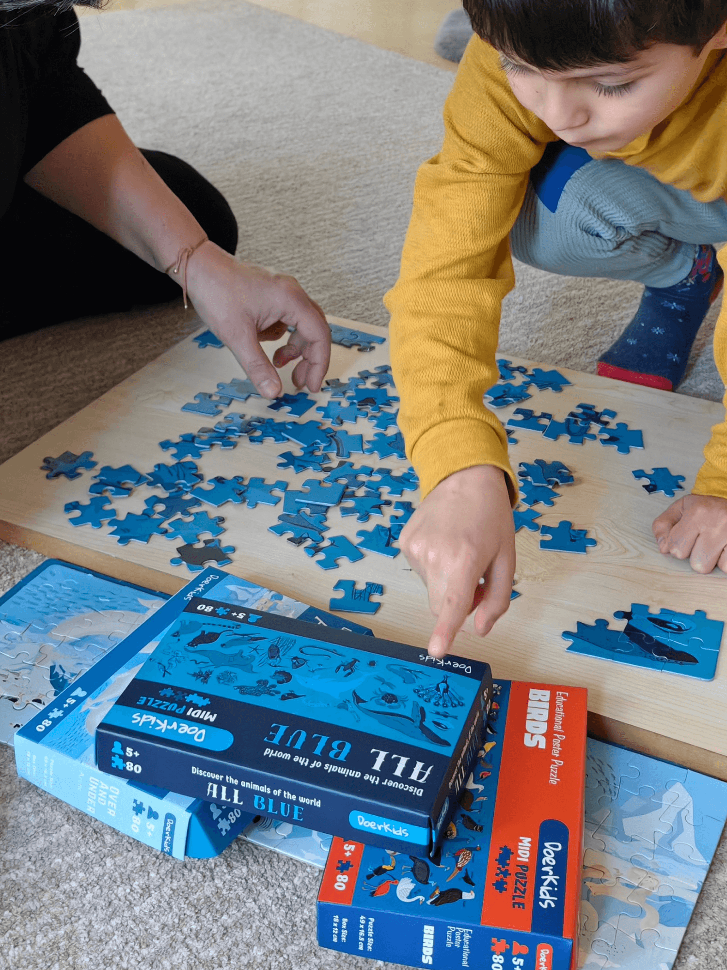 DoerKids All Blue-Mavi Hayvanlar Midi Puzzle | 80 Parça 5+ Yaş