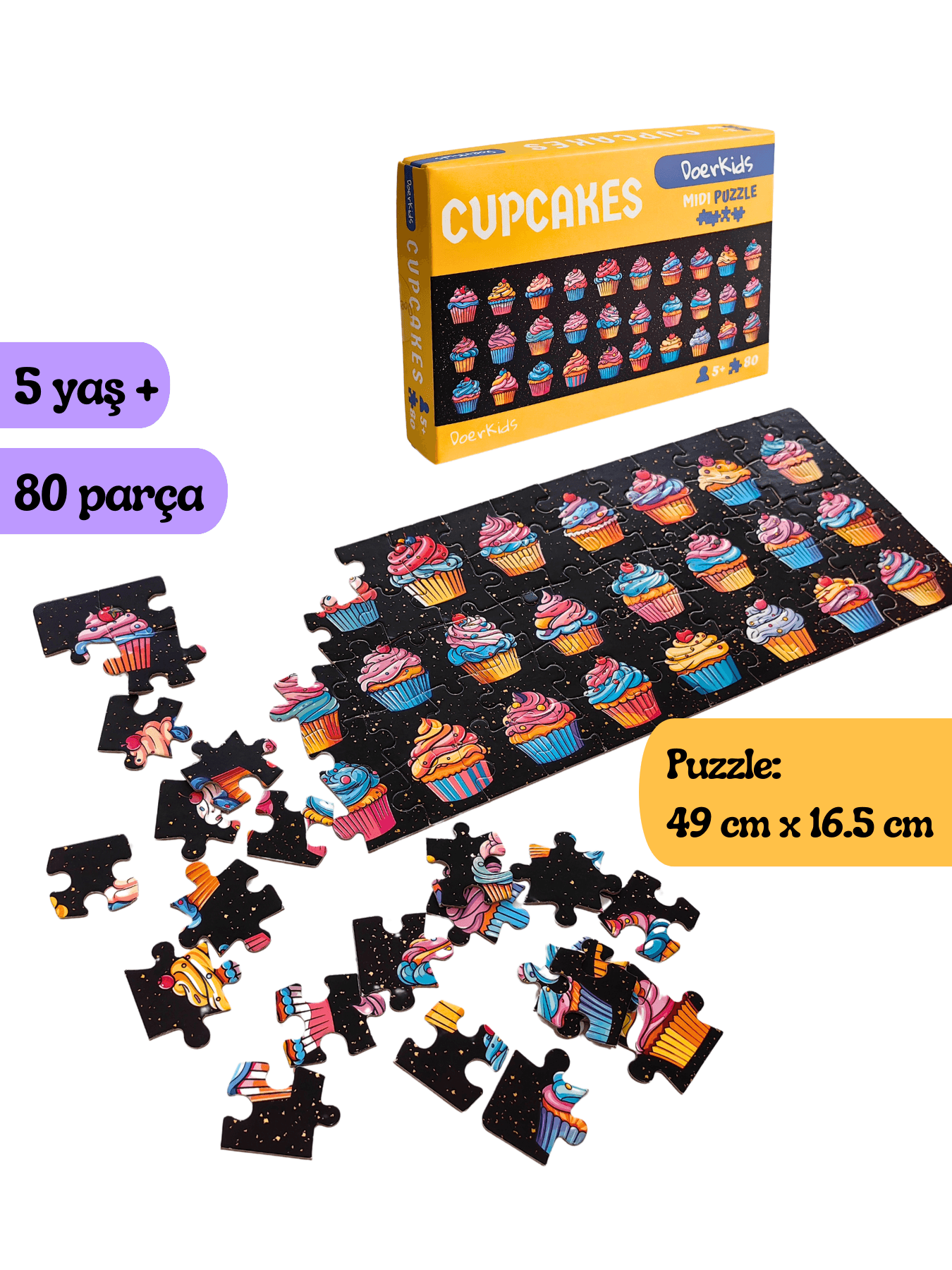 DoerKids CupCakes Midi Puzzle | 80 Parça 5+ Yaş