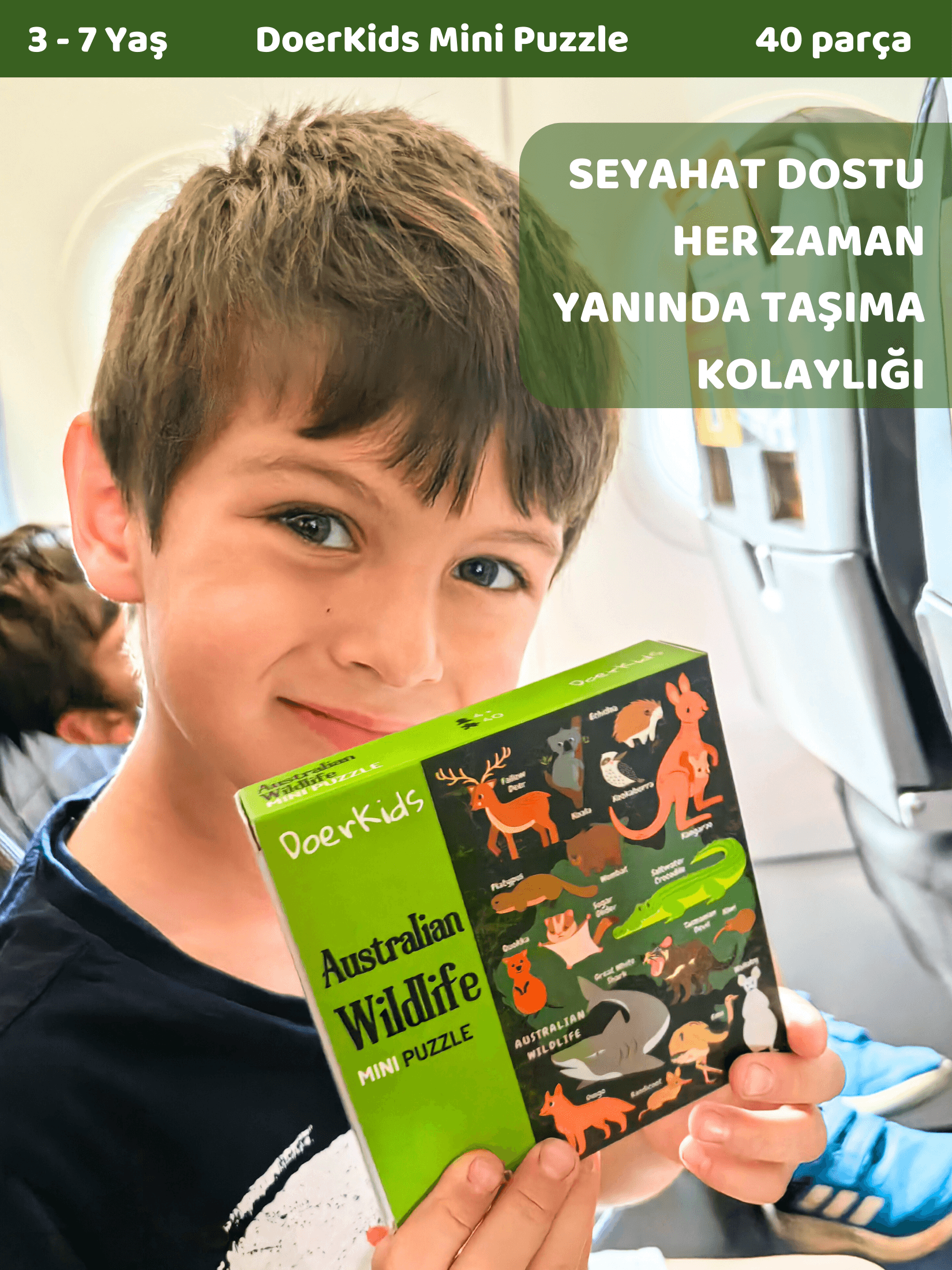 DoerKids Avustralya Vahşi Yaşam Eğitici Mini Puzzle | 3-7 Yaş - 40 Parça