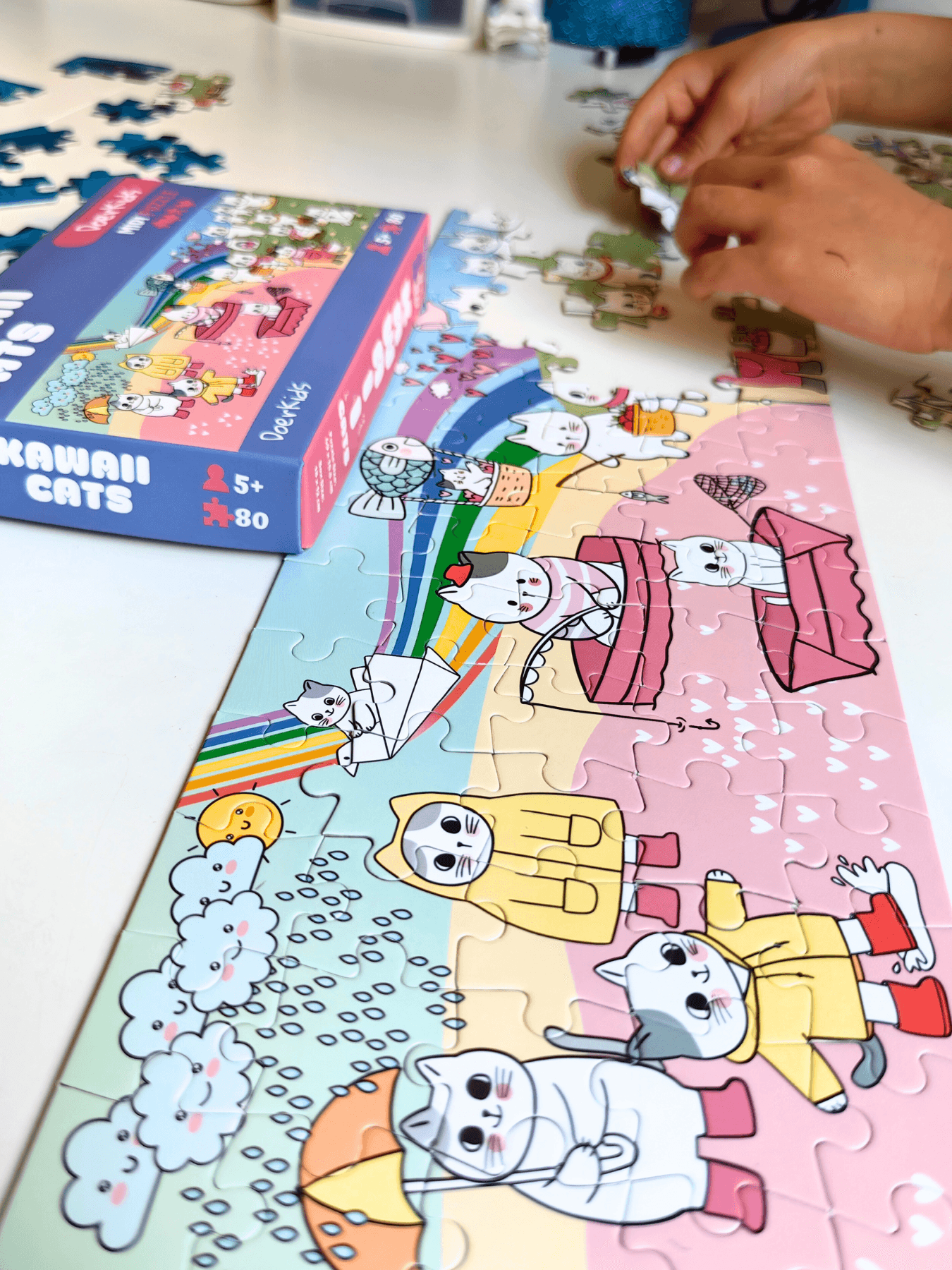 DoerKids Kawaii Cats – Sevimli Kediler Midi Puzzle | 80 Parça 5+ Yaş