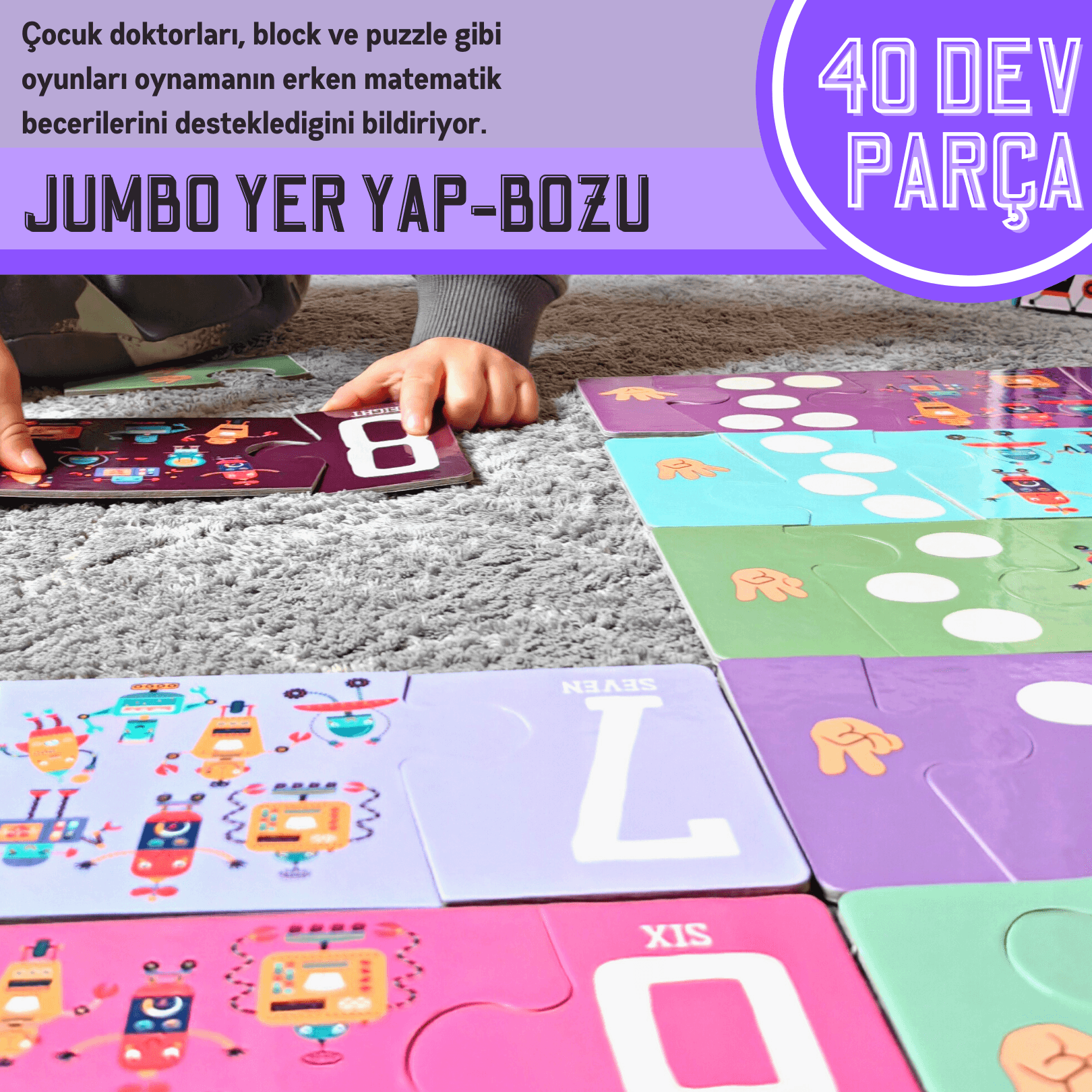 Sayılar Jumbo Yer Puzzle | Eğitici Zemin Aktivite Puzzle 40 Dev Parça