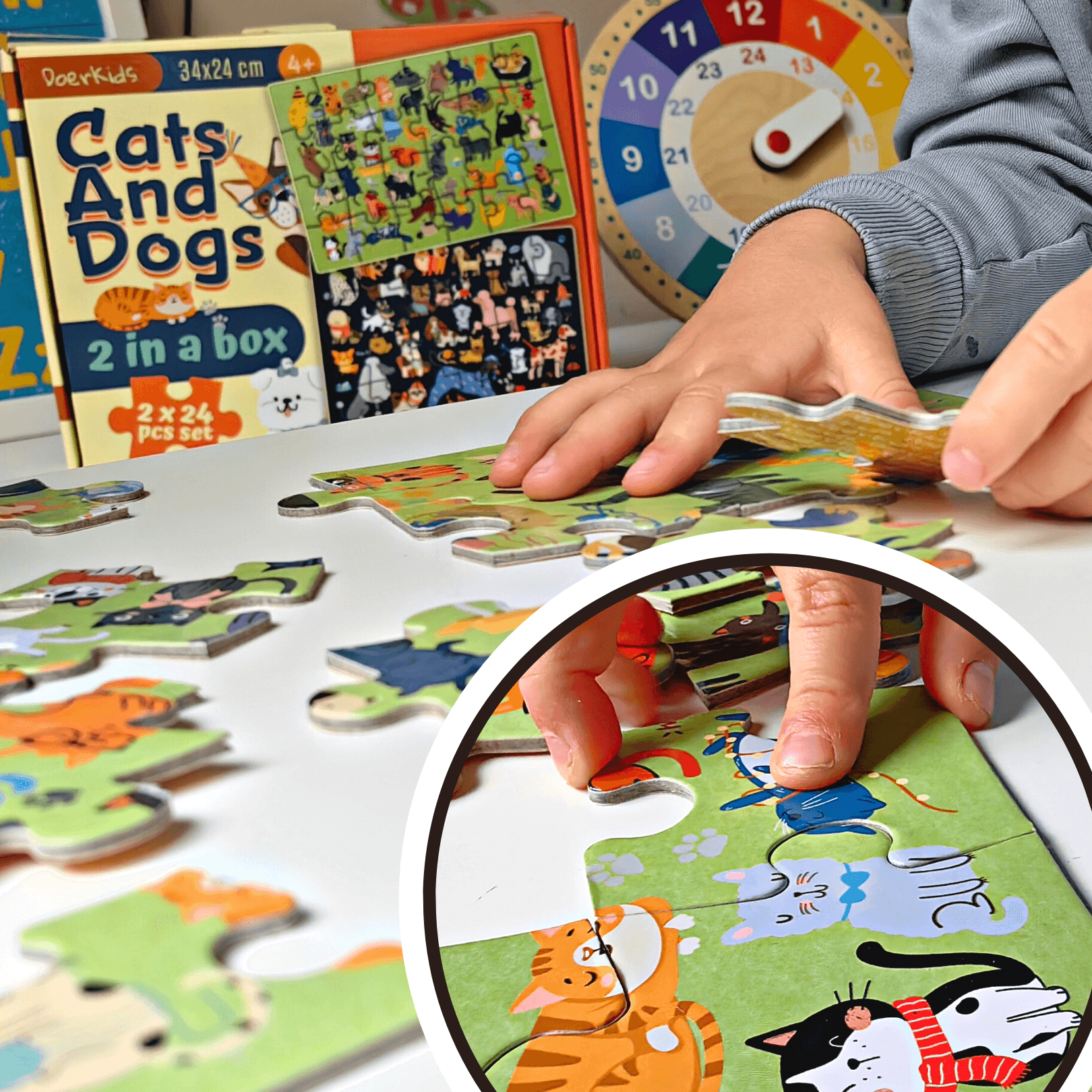 Kediler ve Köpekler Puzzle | 2 Puzzle Bir Arada 48 Parça | Cats and Dogs Puzzle 2 in a box