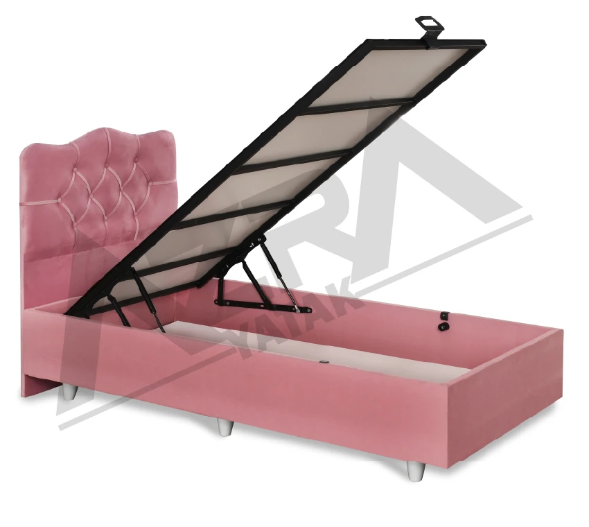 Nero Tek Kişilik Baza Başlık Prenses Pembe (%100 Çelik+ Mdf)