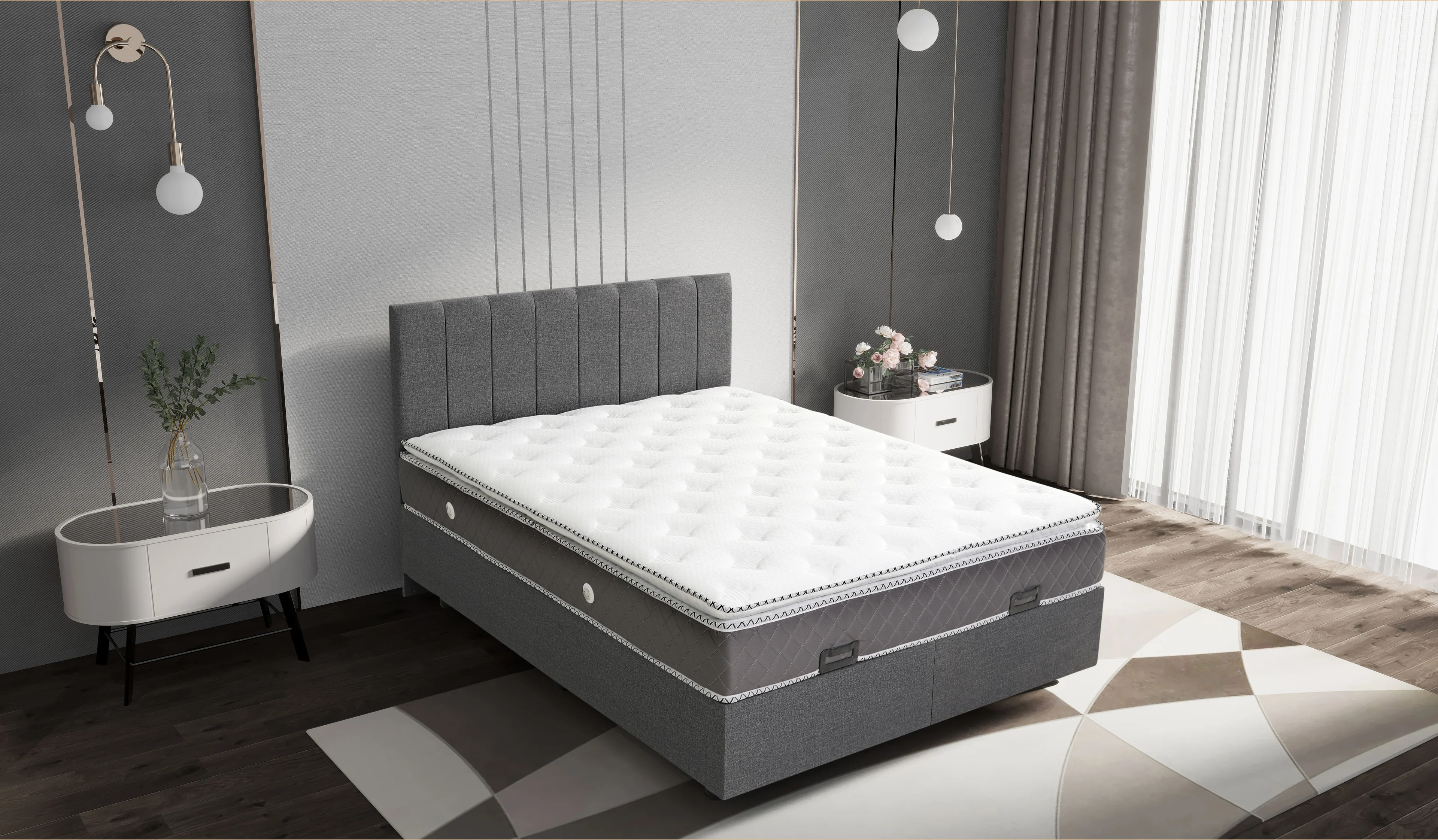 Azra Yatak Elite Pedli Tam Ortopedik Yatak Baza Başlık Seti