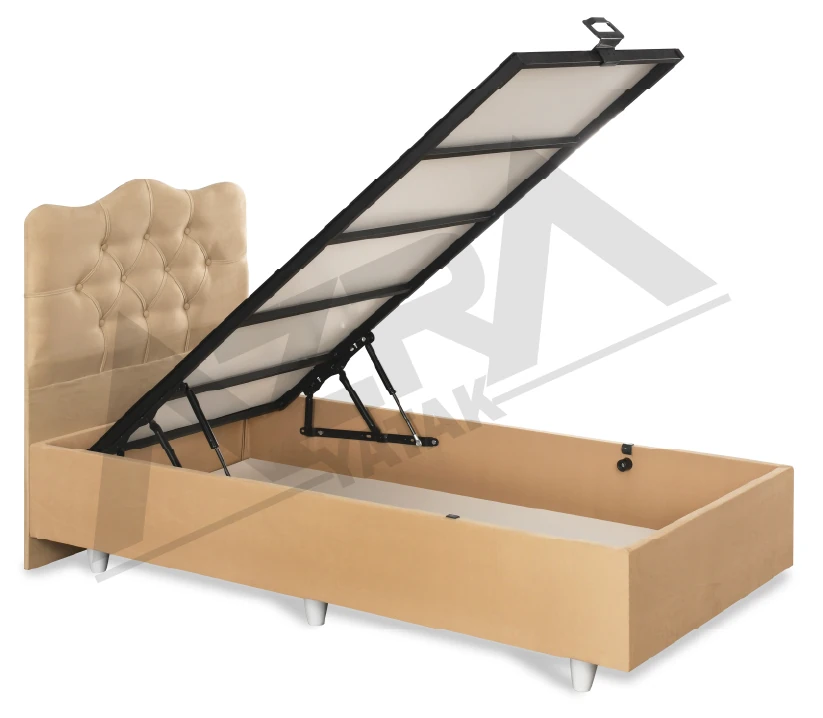 Nero Tek Kişilik Baza Prenses Krem (%100 Çelik+ Mdf)