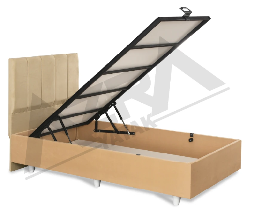 Nero Tek Kişilik Baza Haki Başlık Krem (%100 Çelik+ Mdf)