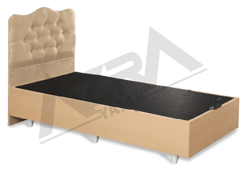 Nero Tek Kişilik Baza Prenses Krem (%100 Çelik+ Mdf)