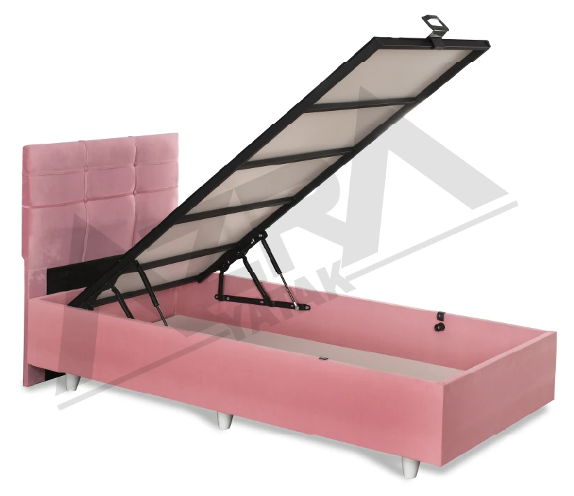 Nero Tek Kişilik Baza Basic Başlık Pembe (%100 Çelik+ Mdf)