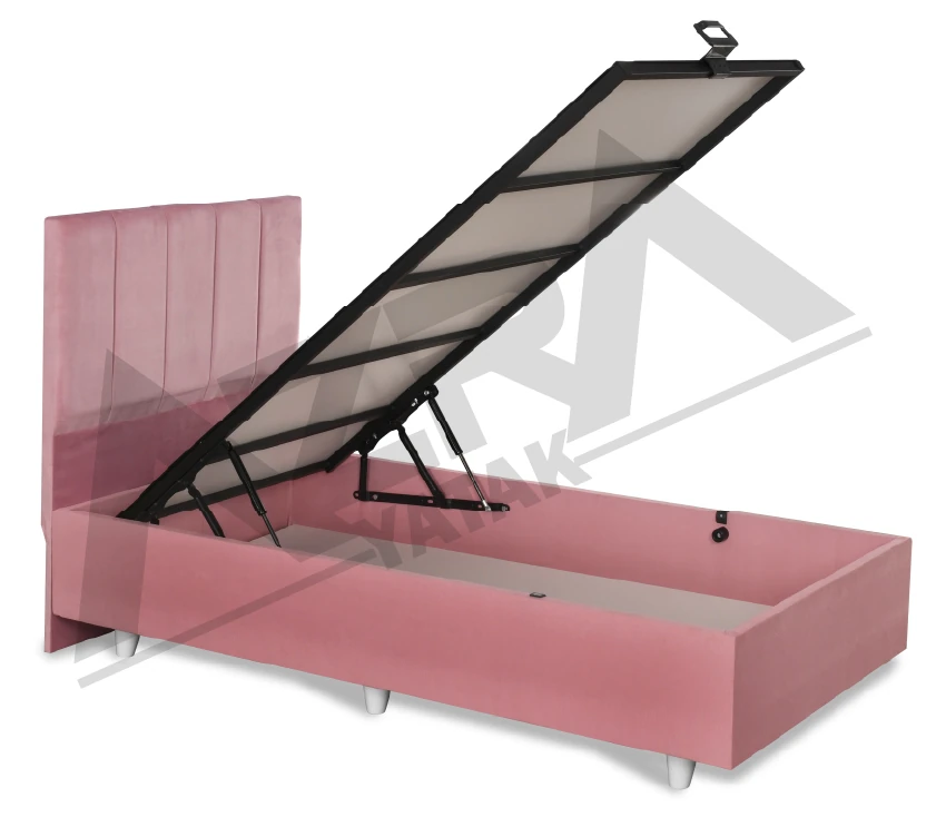 Nero Tek Kişilik Baza Haki Başlık Pembe (%100 Çelik+ Mdf)