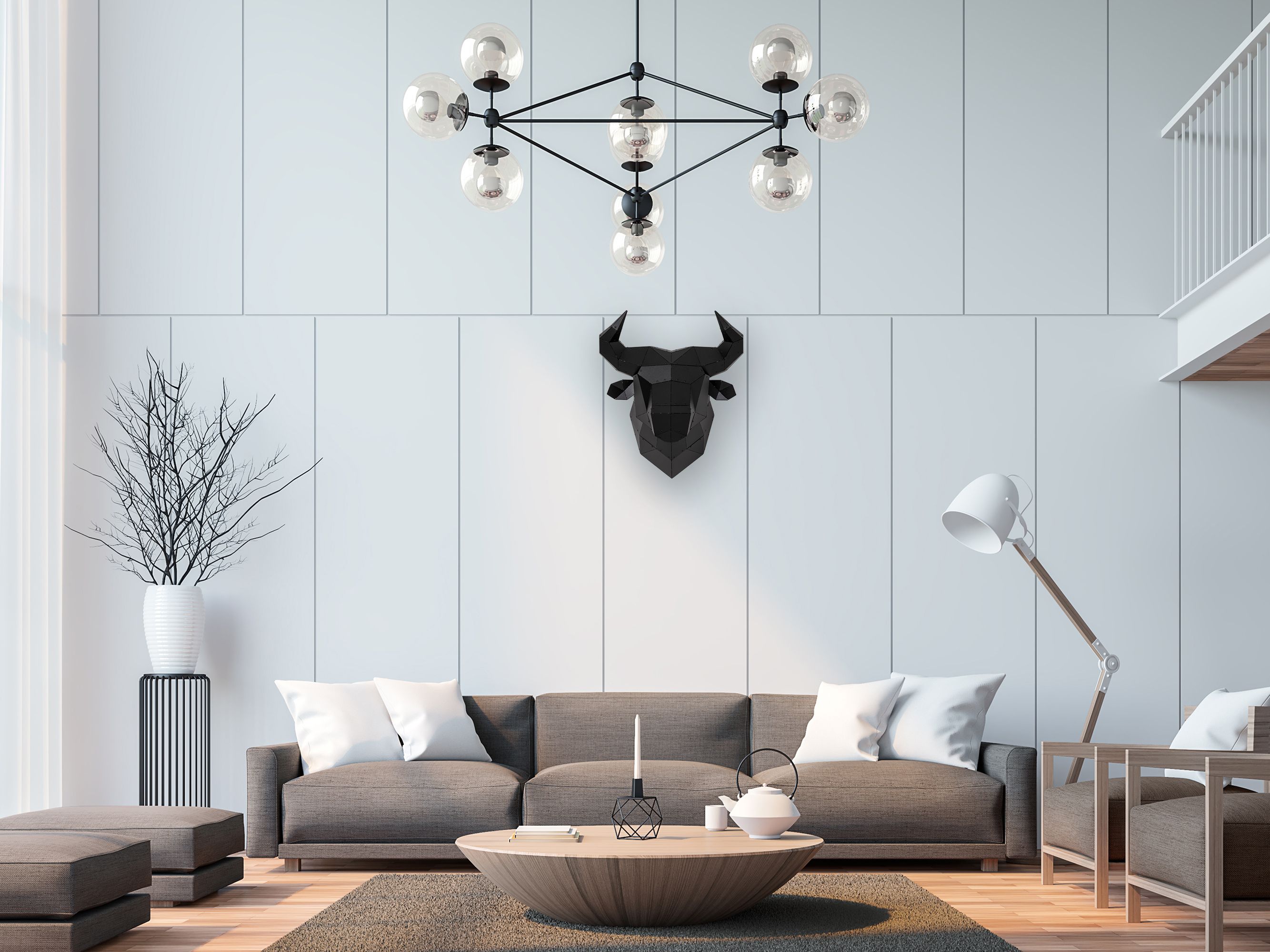 3D Metal Boğa Kafası Heykeli