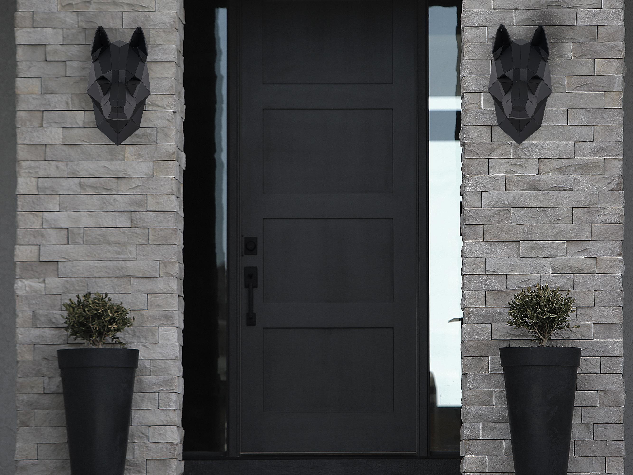 3D Metal Alman Çoban Köpeği Kafası Heykeli
