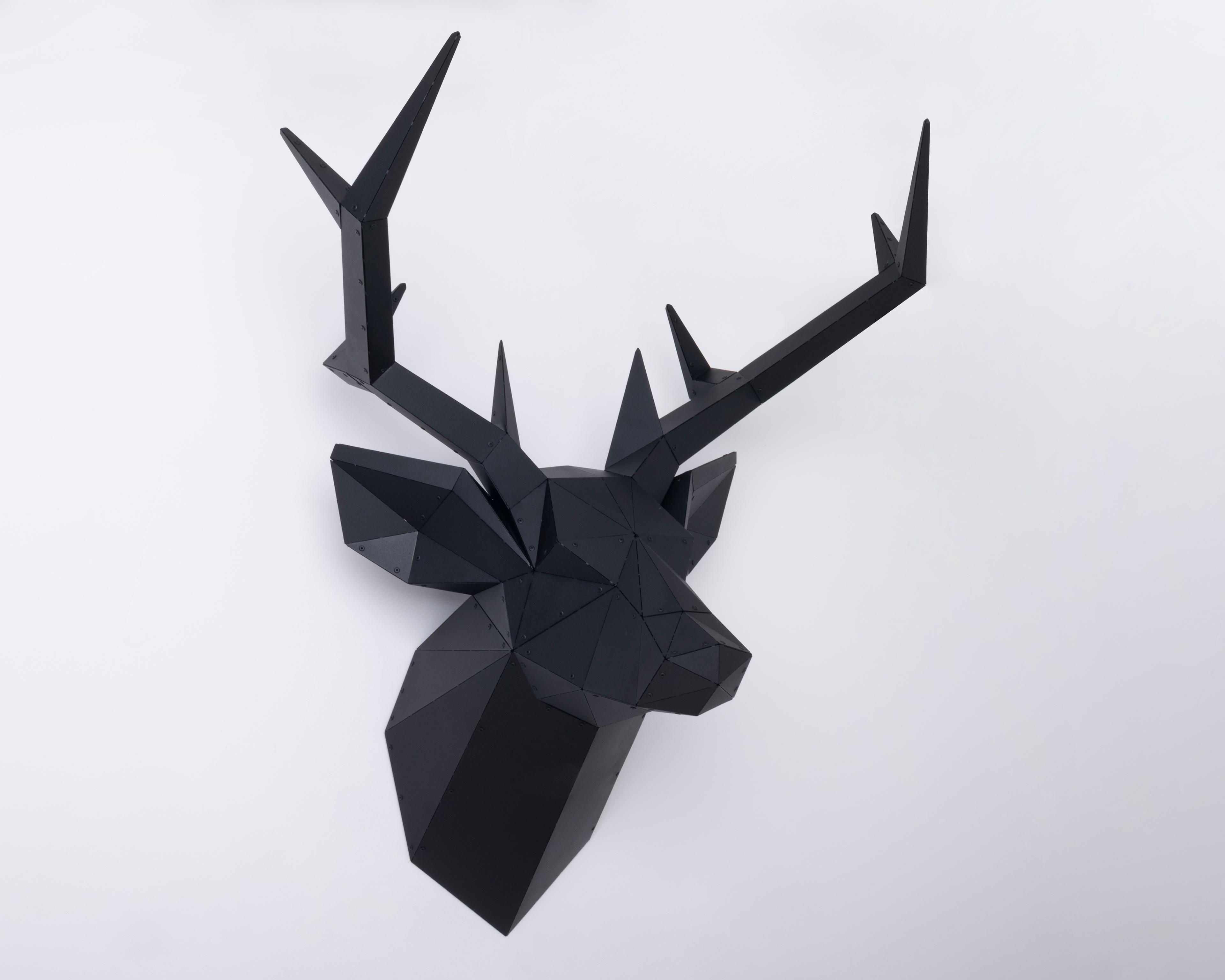 3D Metal Geyik Kafası Duvar Heykeli