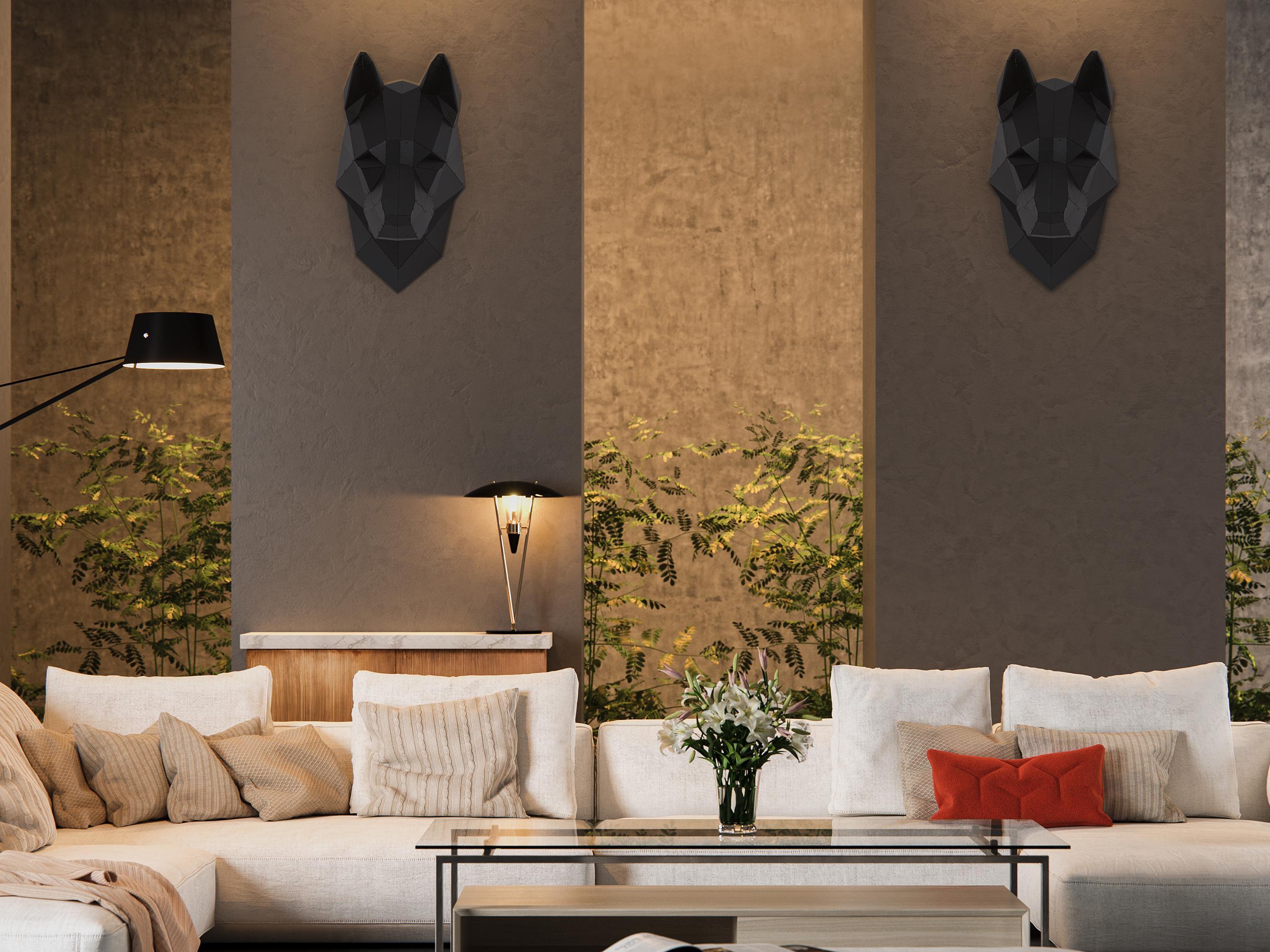 3D Metal Alman Çoban Köpeği Kafası Heykeli