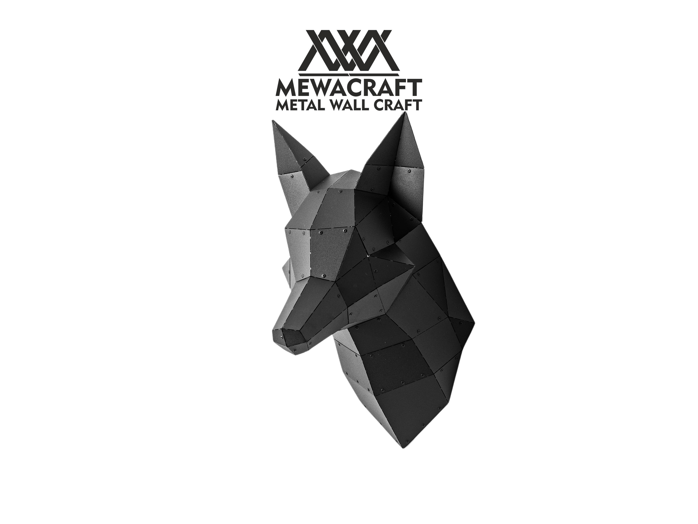 3D Metal Tilki Kafası Heykeli