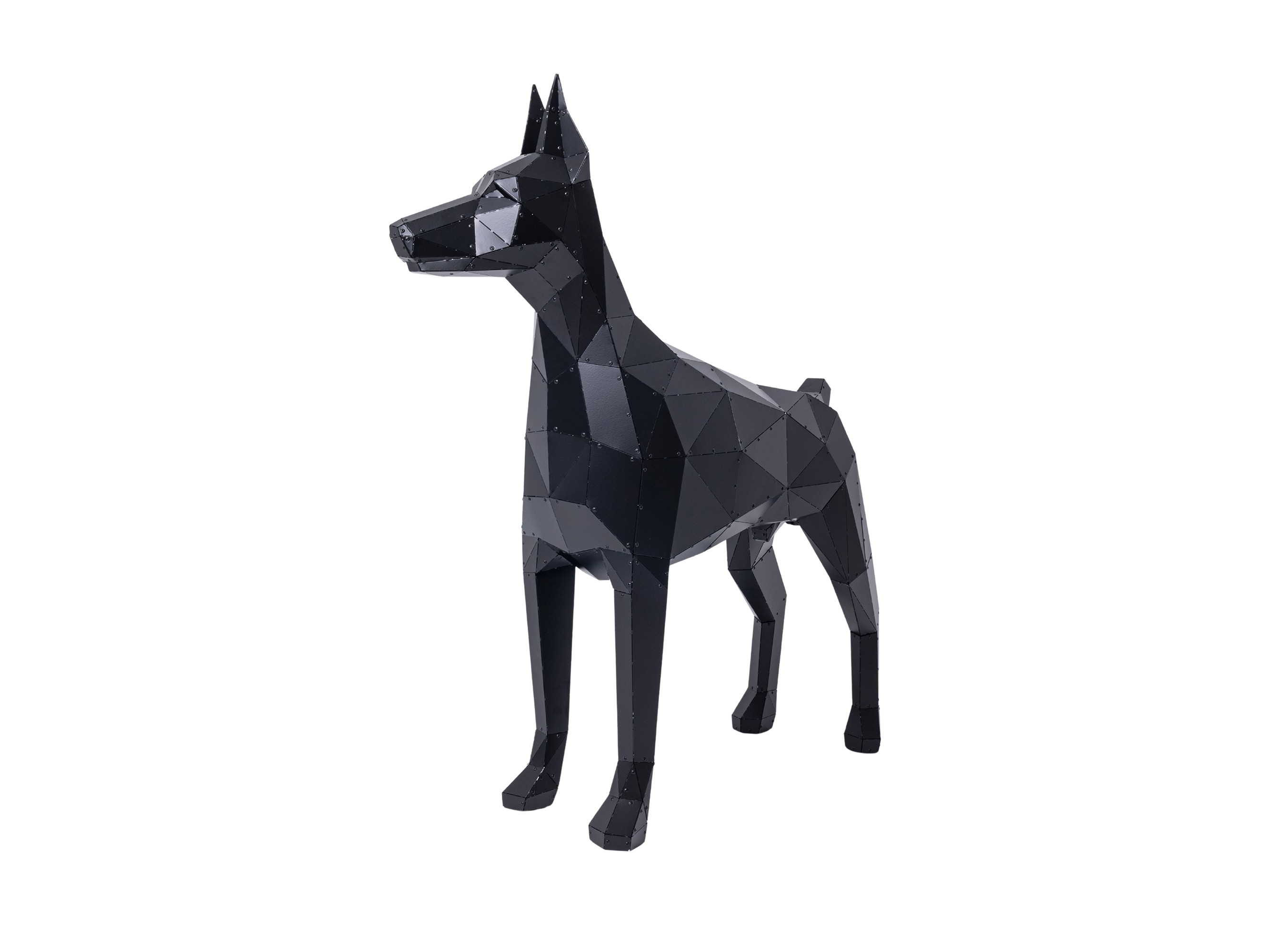 3D Metal Asimetrik Doberman Heykeli