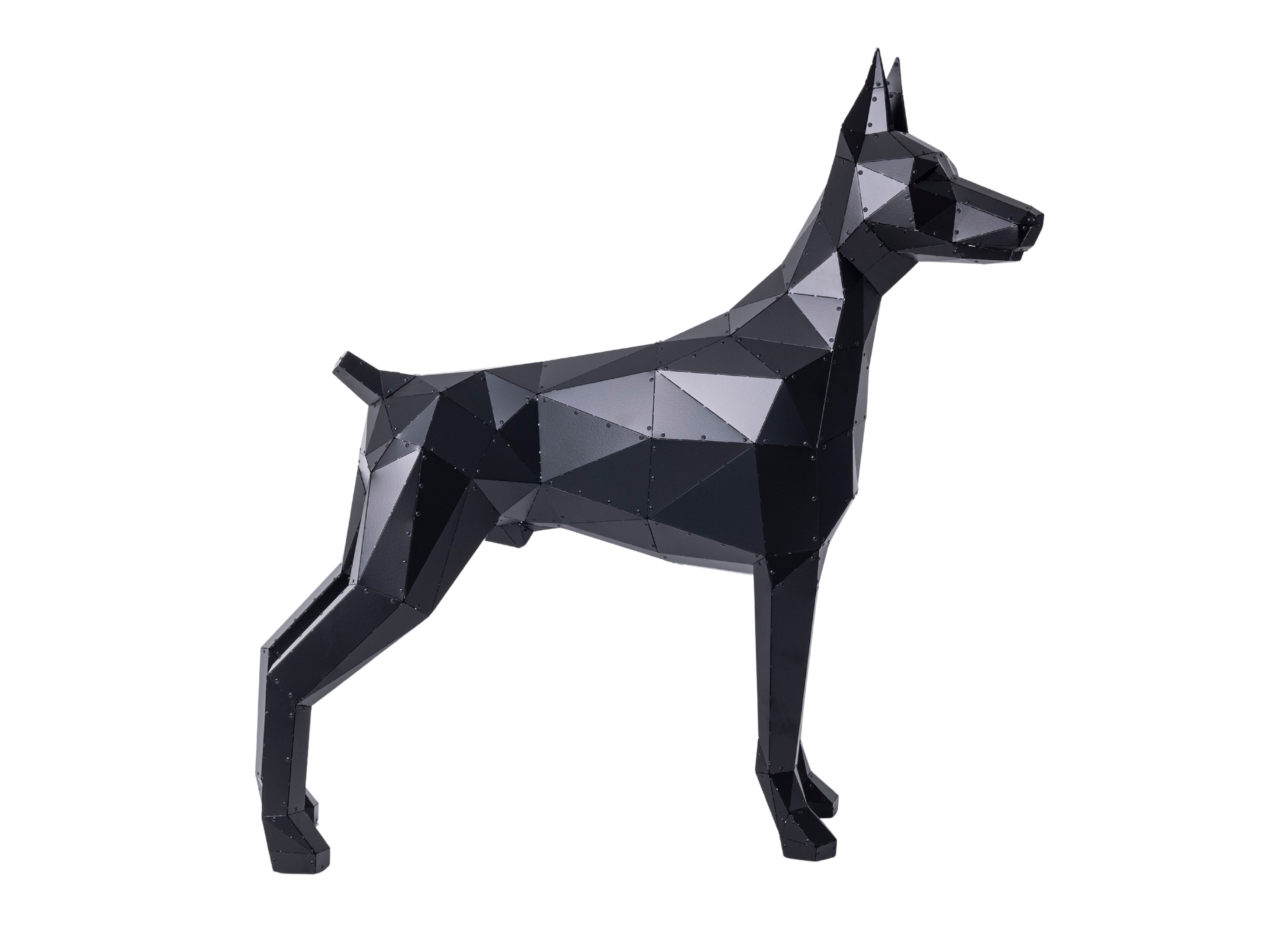 3D Metal Asimetrik Doberman Heykeli