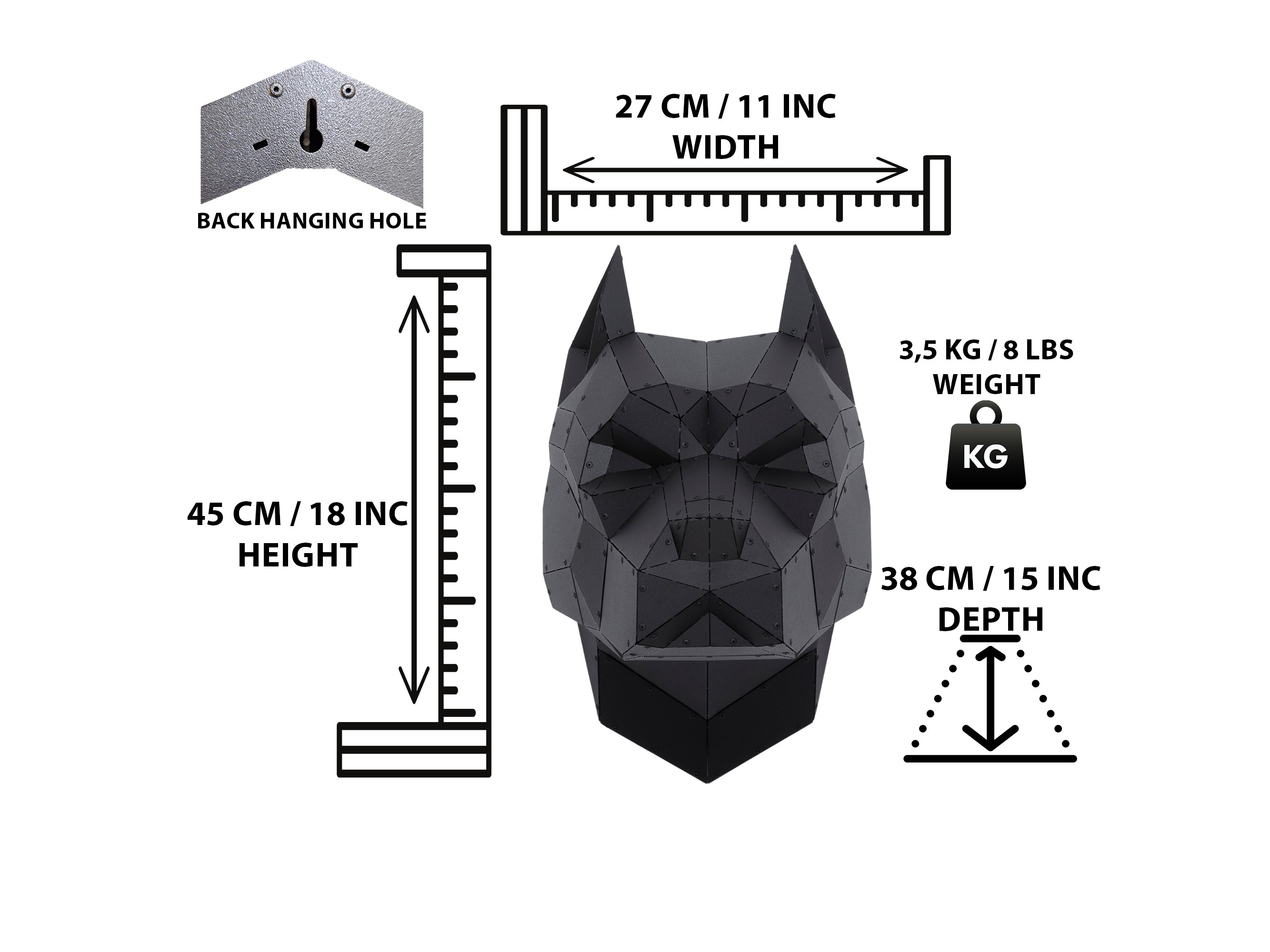 3D Metal Pitbull Köpek Kafası Heykeli