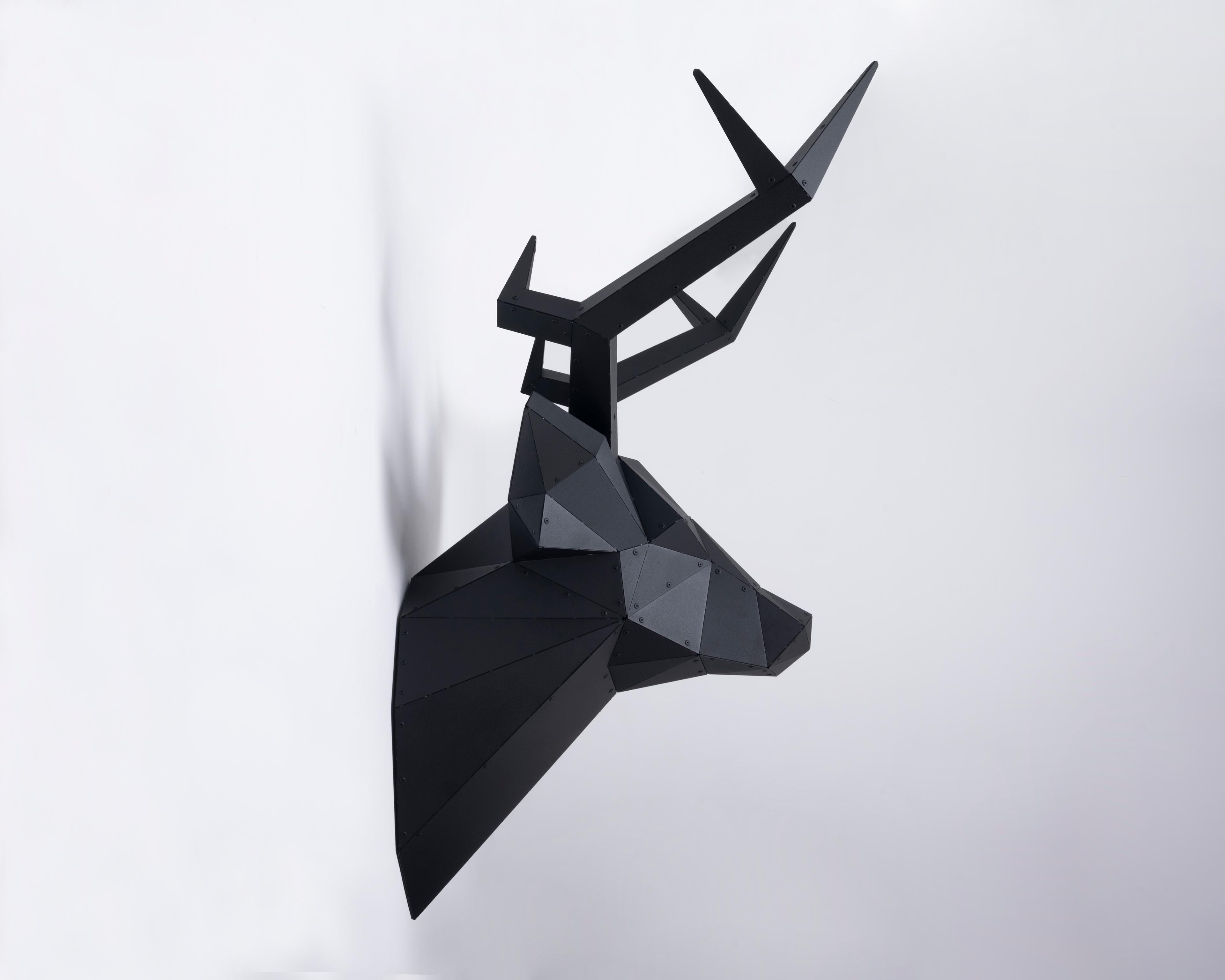 3D Metal Geyik Kafası Duvar Heykeli