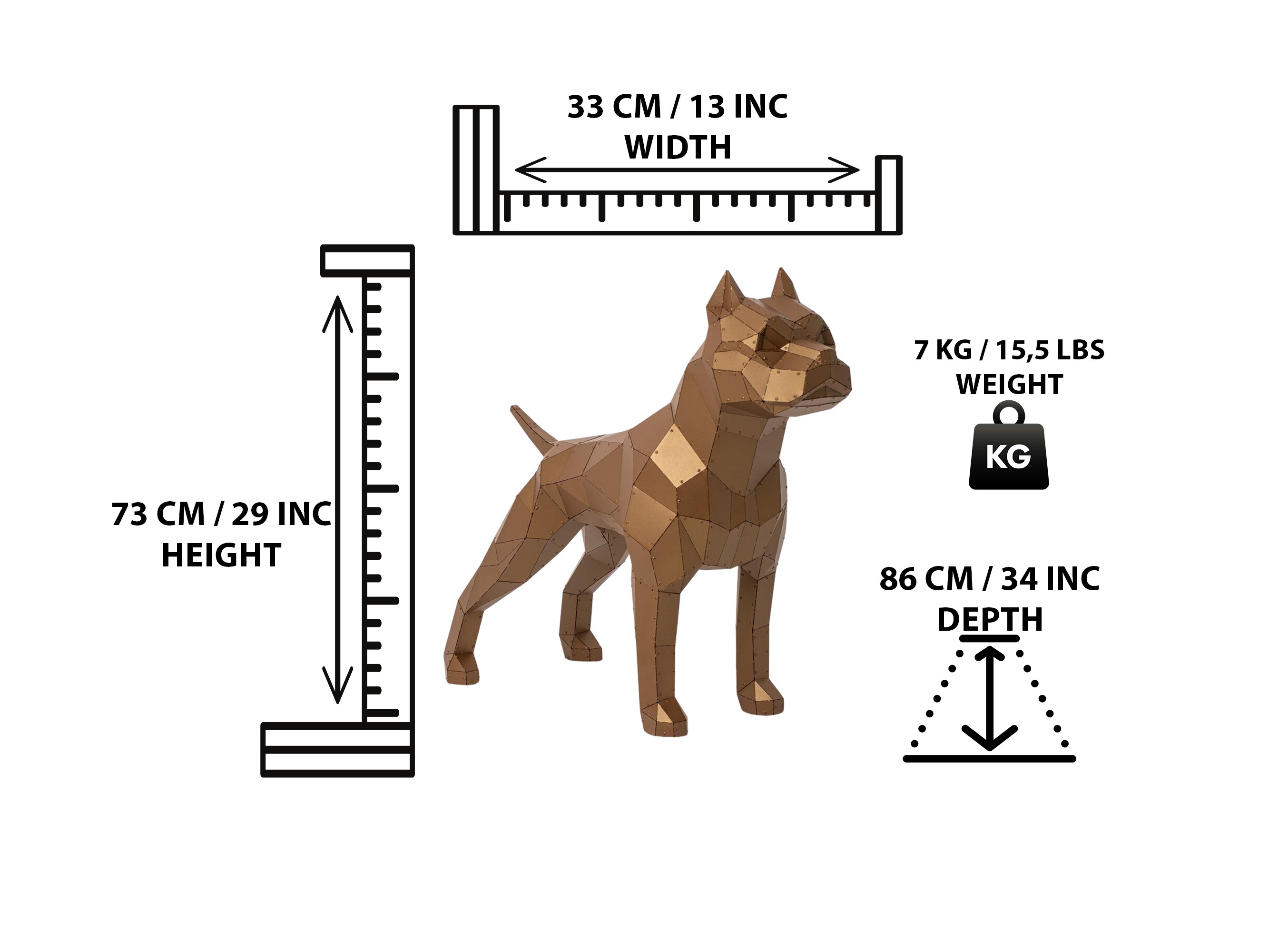 3D Metal Pitbul Heykeli