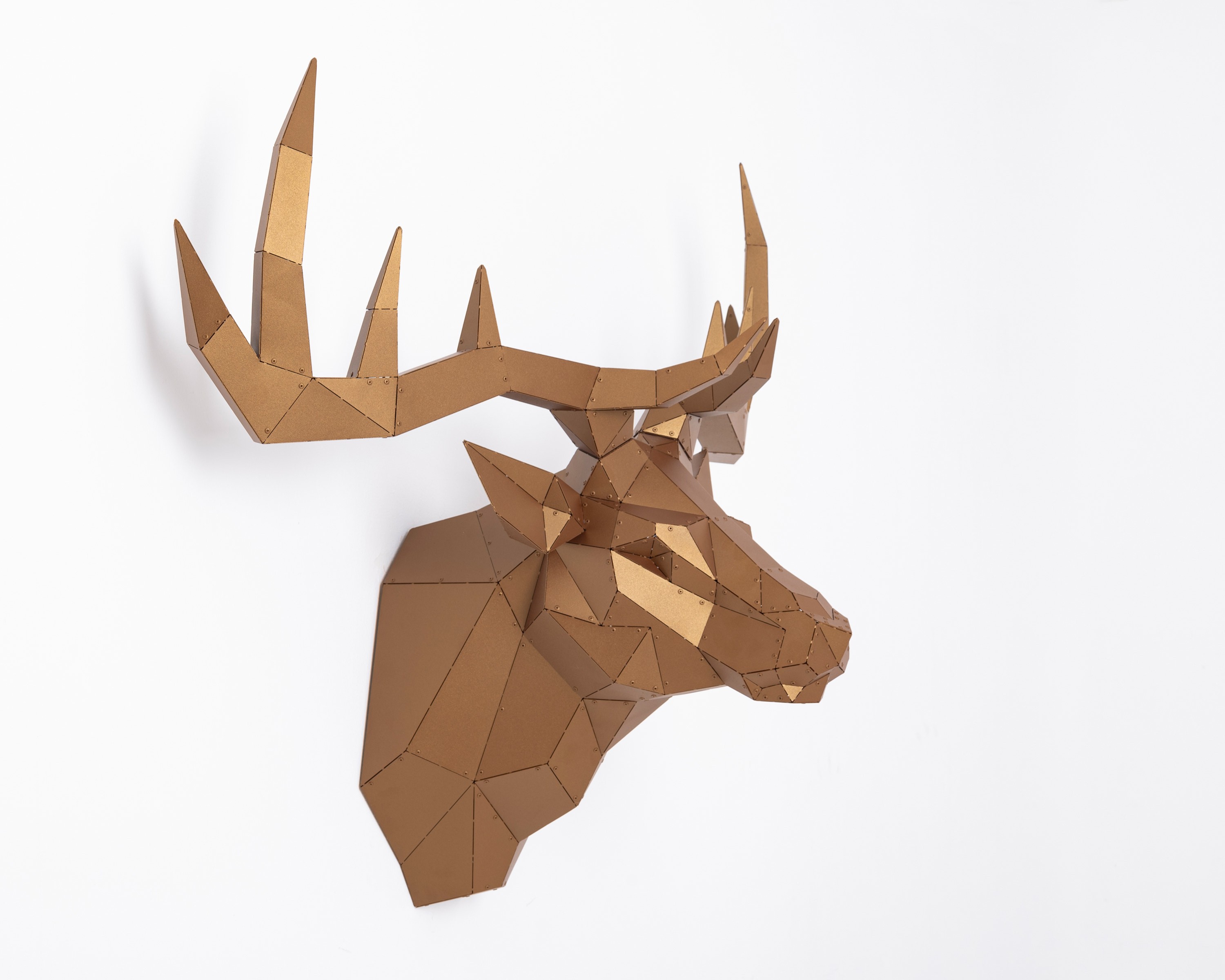 3D Kızıl Geyik Kafası Duvar Dekoru Heykeli