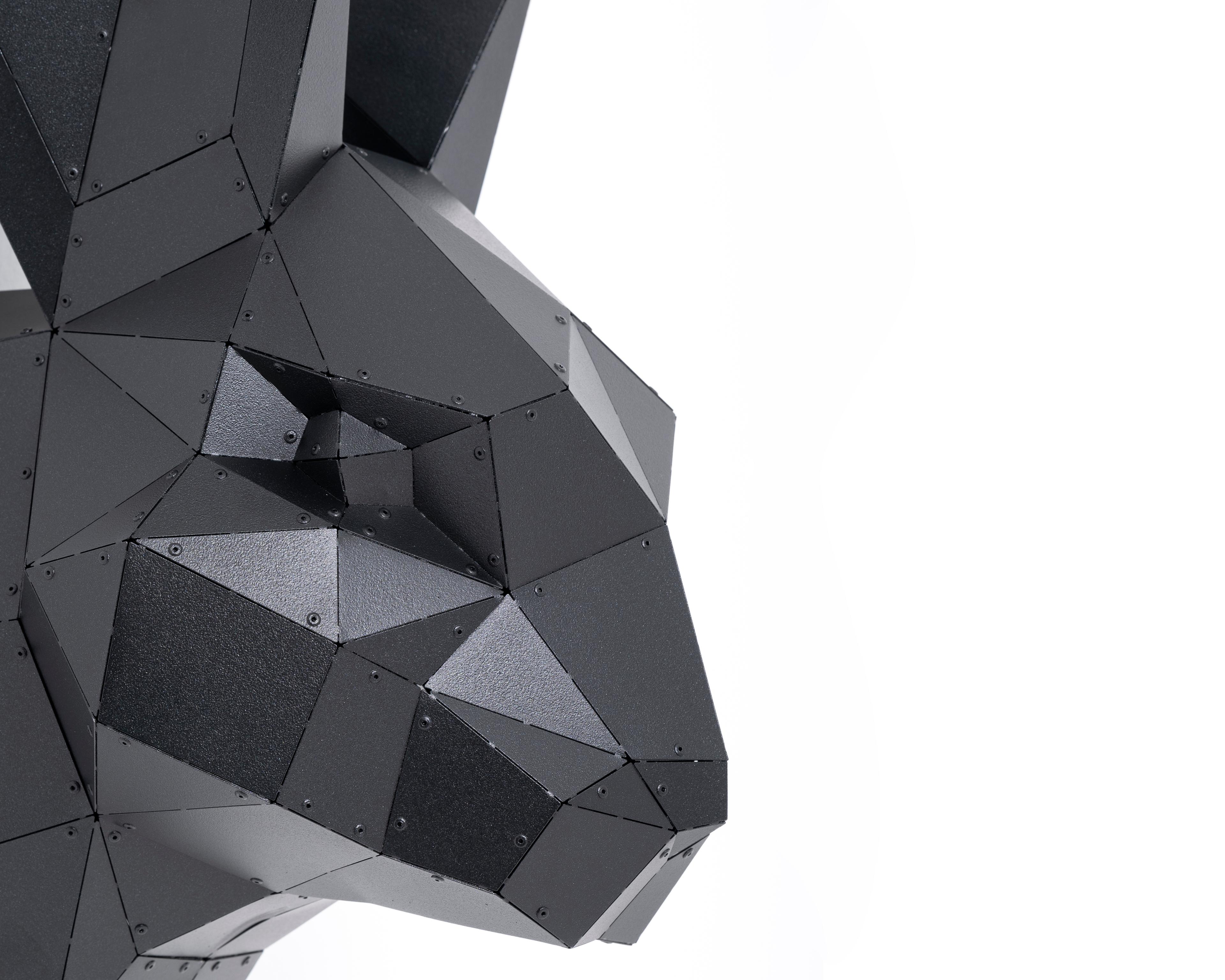 3D Metal Uzun Kulaklı Tavşan Kafası Duvar Dekoru Heykeli