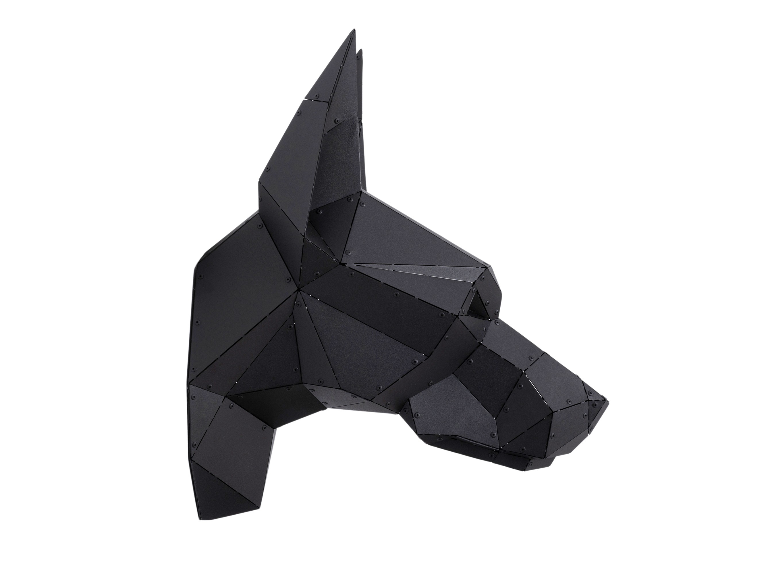 3D Metal Köpek Doberman Kafası Heykeli