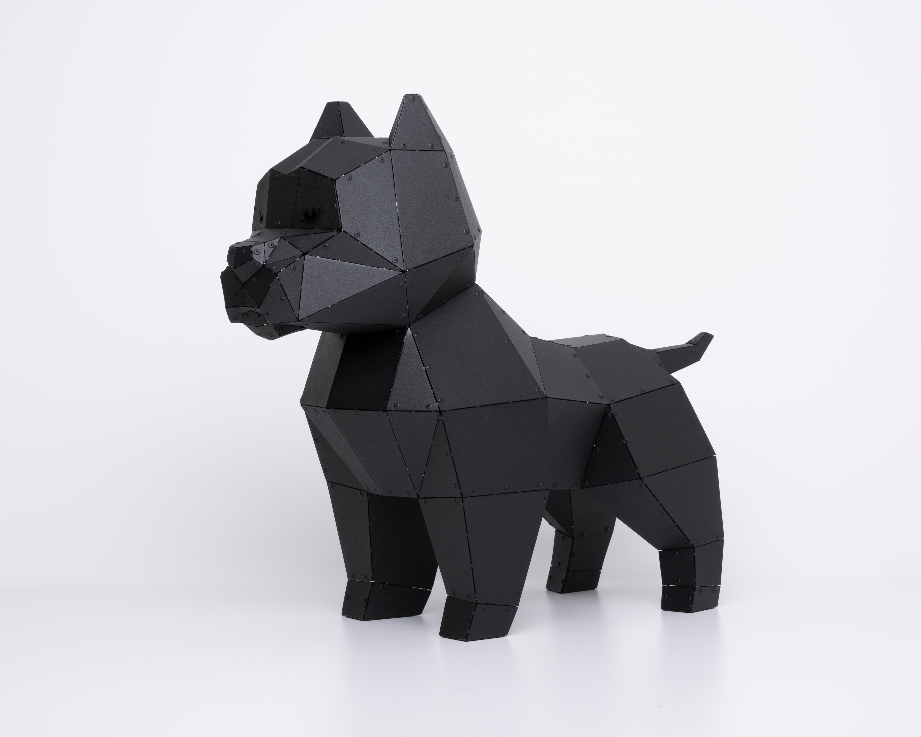 3D Metal Mini Pitbull Köpeği Heykeli