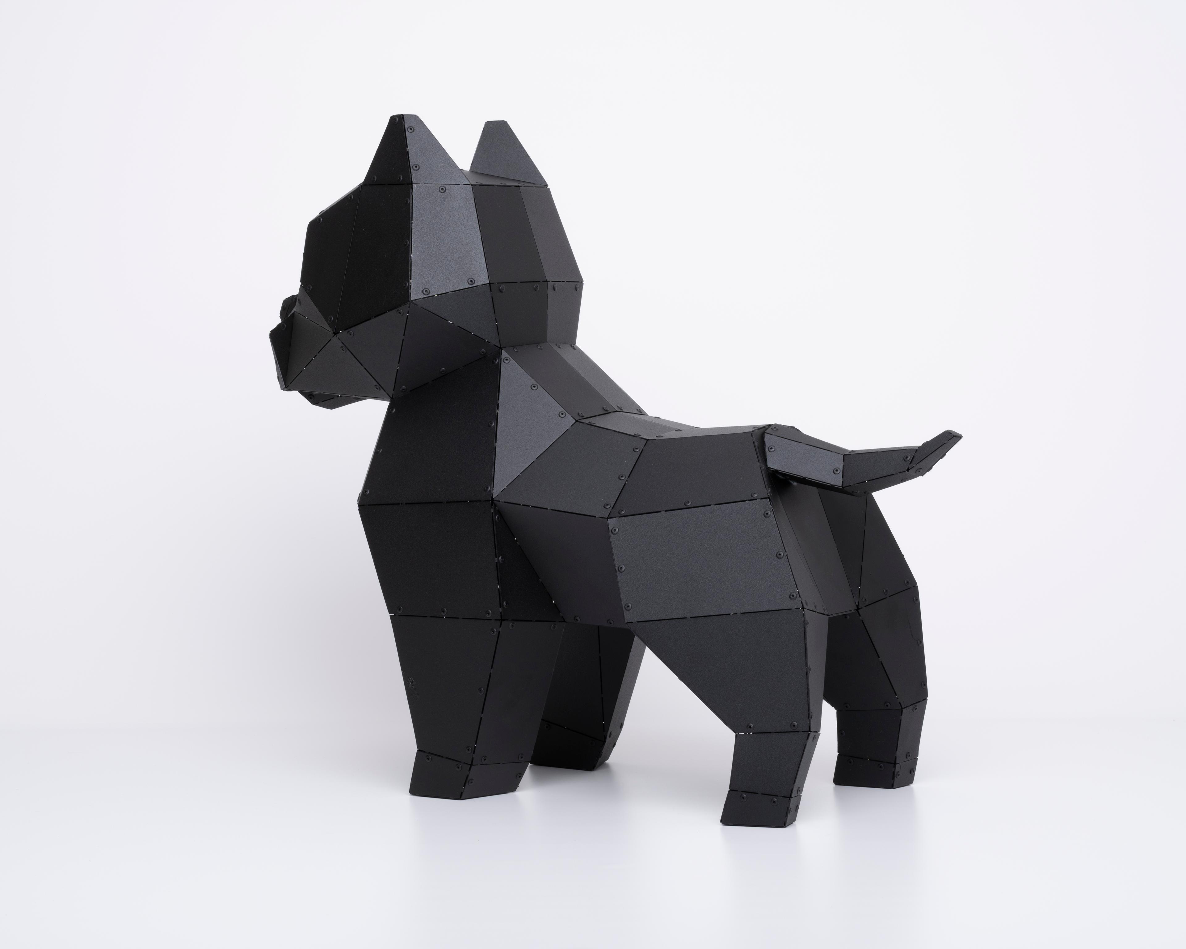 3D Metal Mini Pitbull Köpeği Heykeli