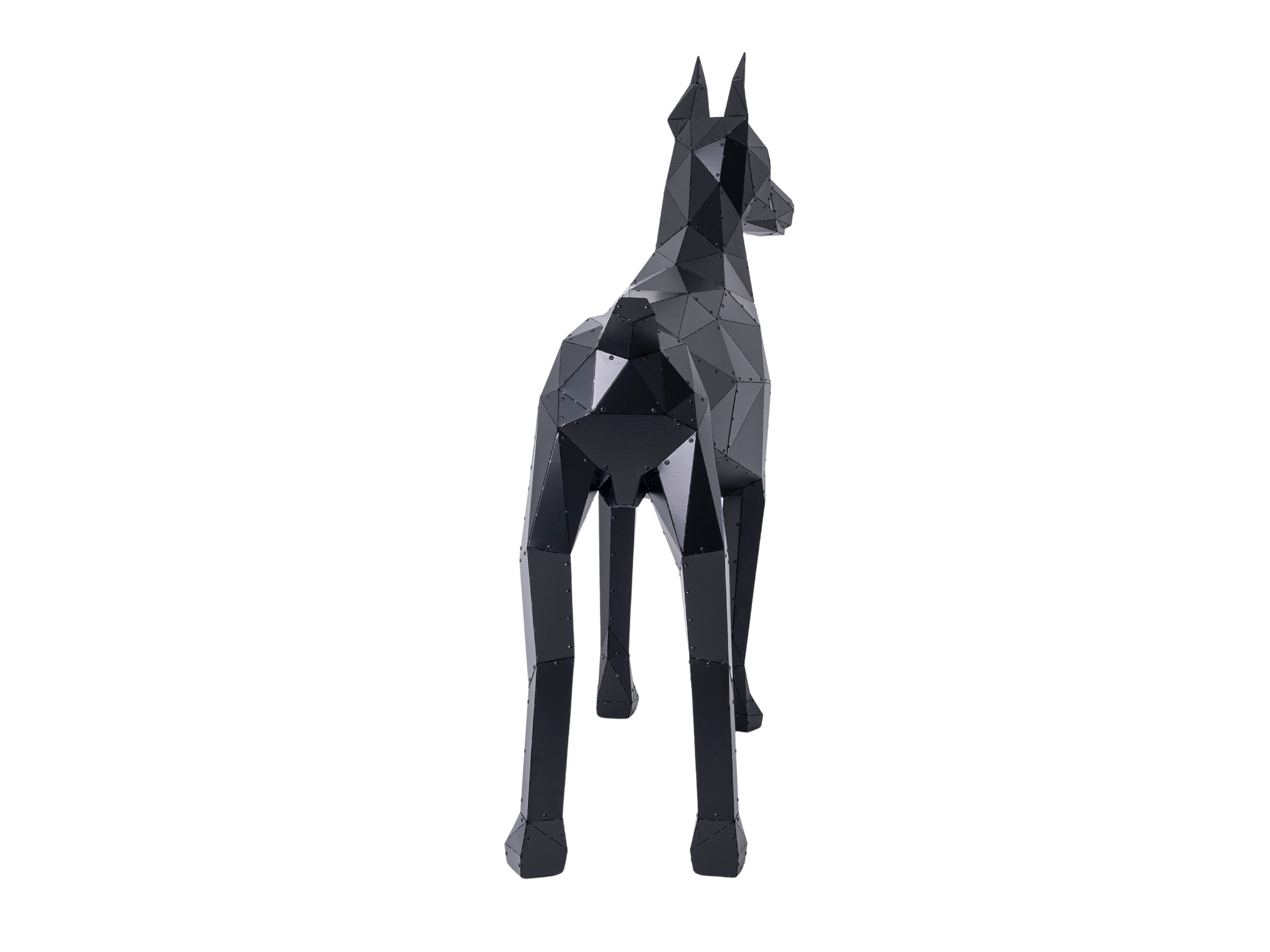 3D Metal Asimetrik Doberman Heykeli